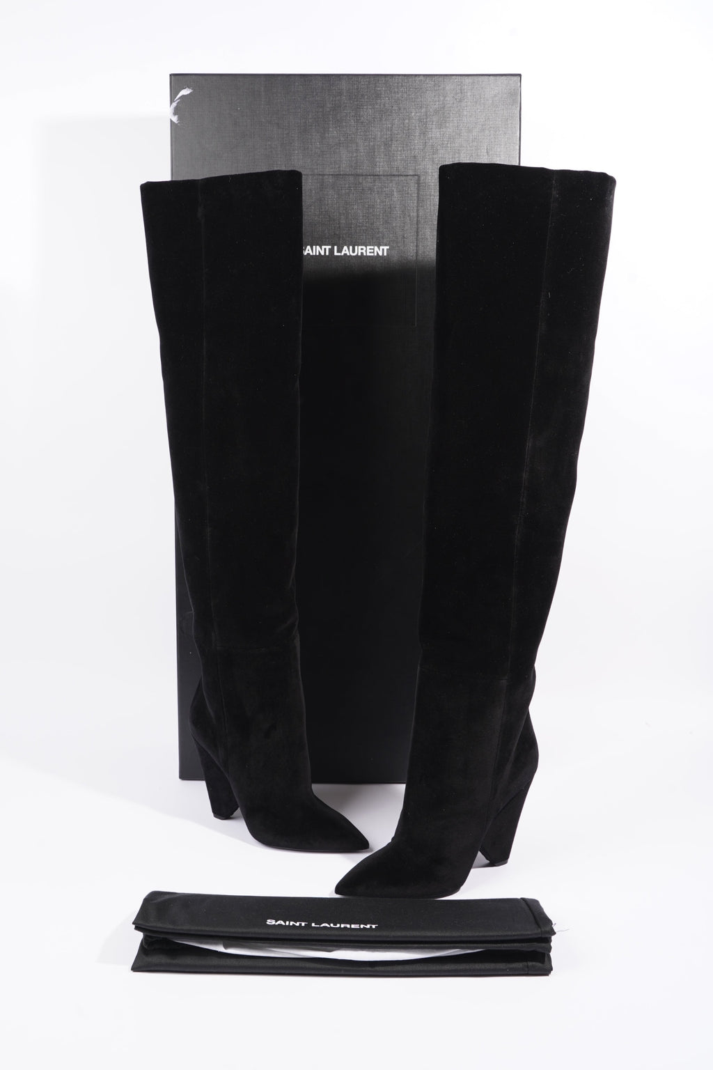 Saint Laurent Womens Niki Boot 105 Black Velvet EU 40 / UK 7
