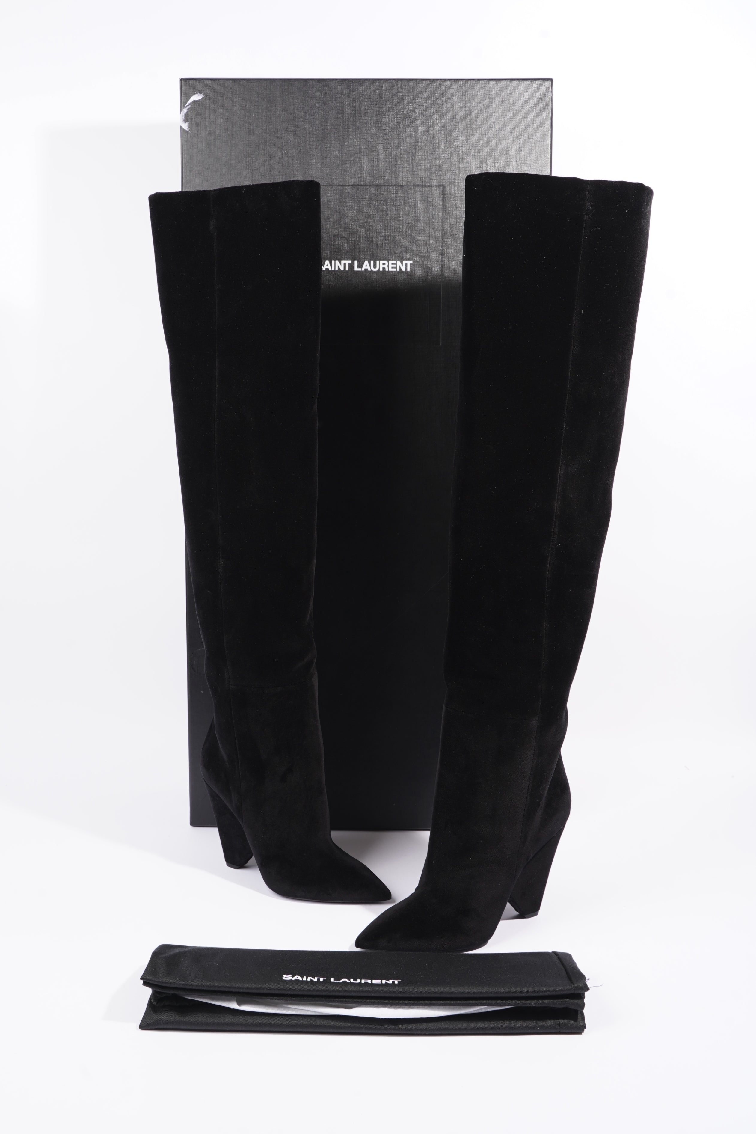 Saint Laurent Womens Niki Boot 105 Black Velvet EU 40 / UK 7