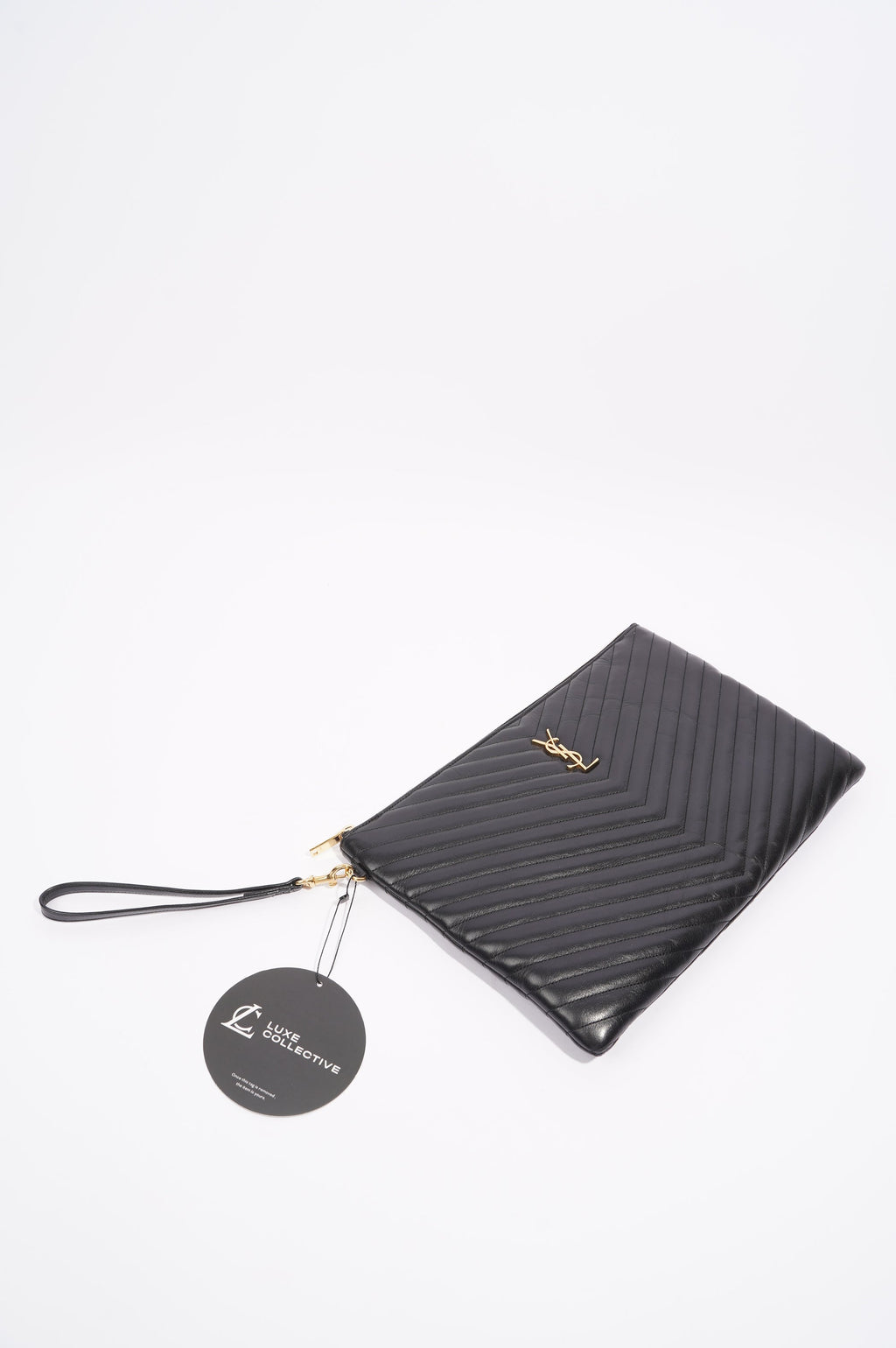 Saint Laurent Womens Pouch Black / Gold Large