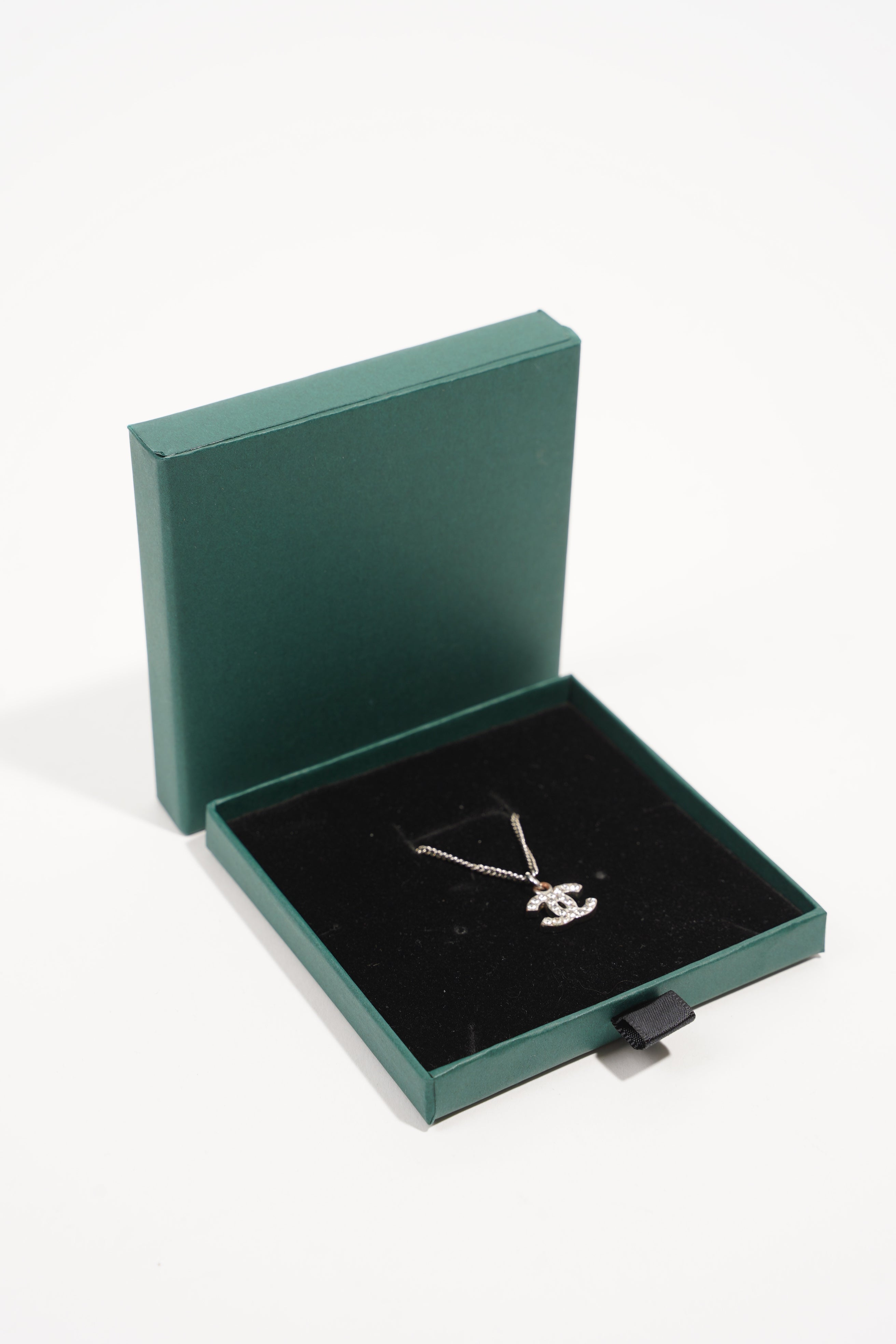 Chanel Womens CC Necklace Silver Diamanté