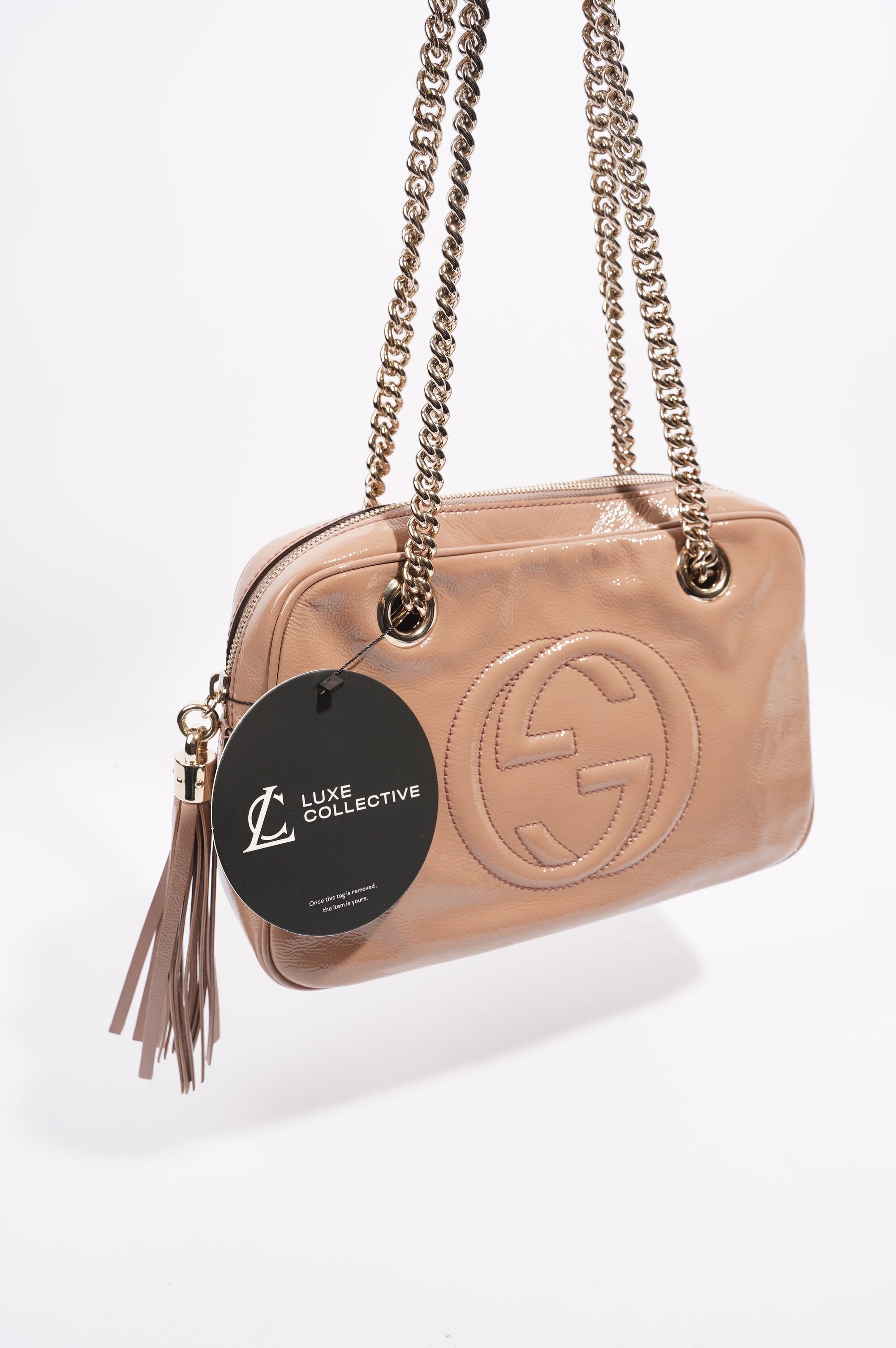 Gucci Womens Soho Chain Bag Nude Leather Medium