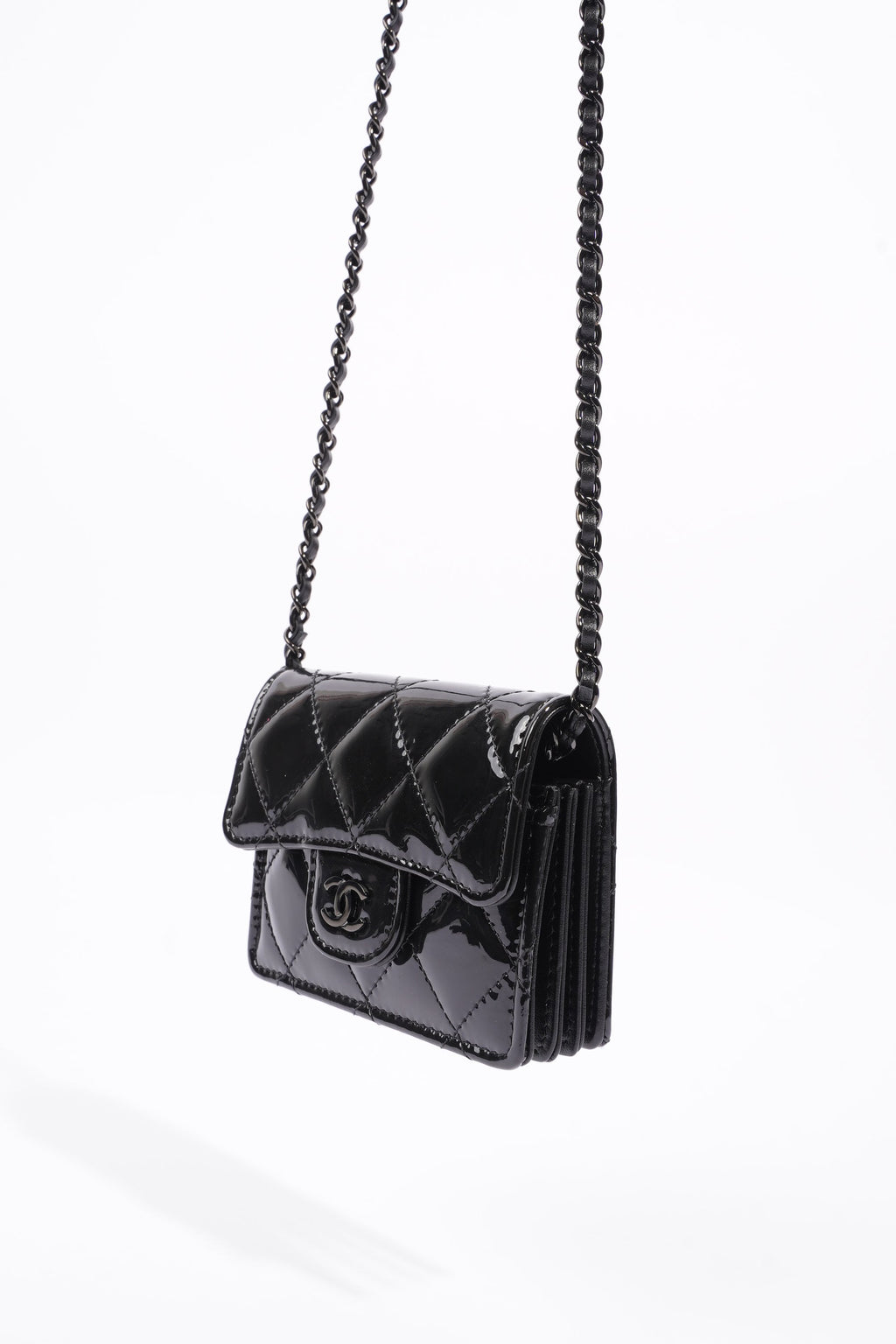 Chanel Wallet on Chain Black Patent Micro