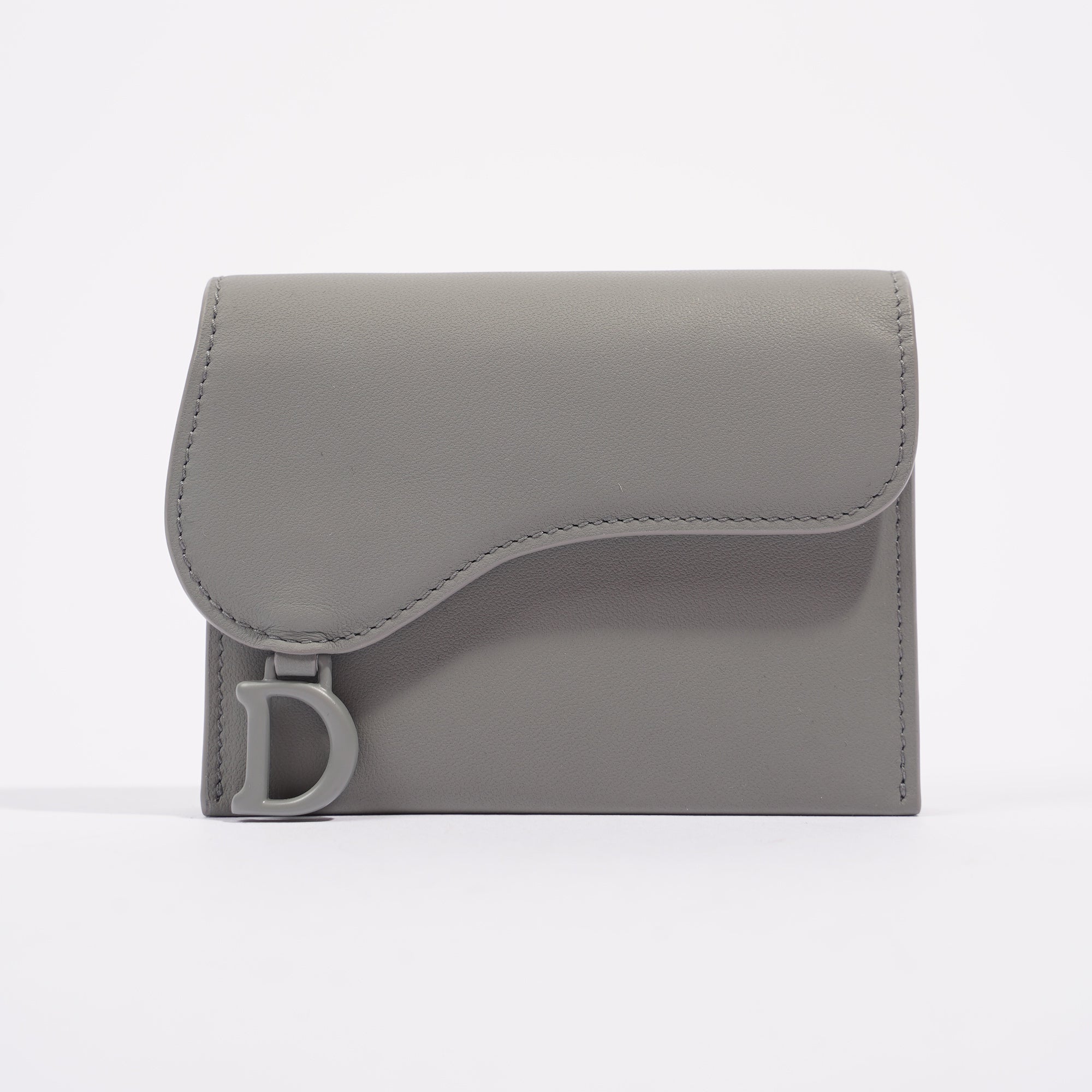 Christian Dior Womens Saddle Card Holder Grey
