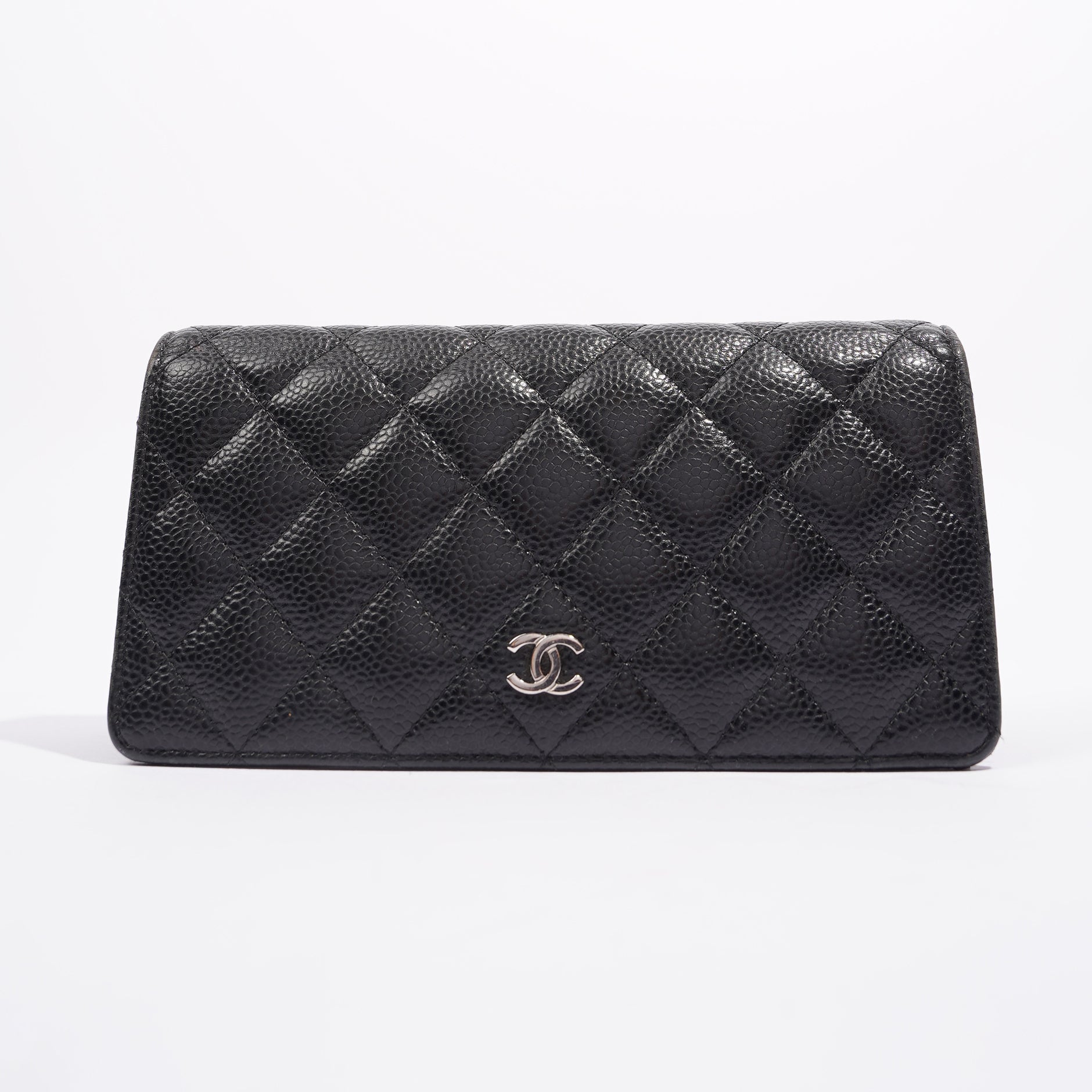 Chanel Womens Caviar Leather Purse Black