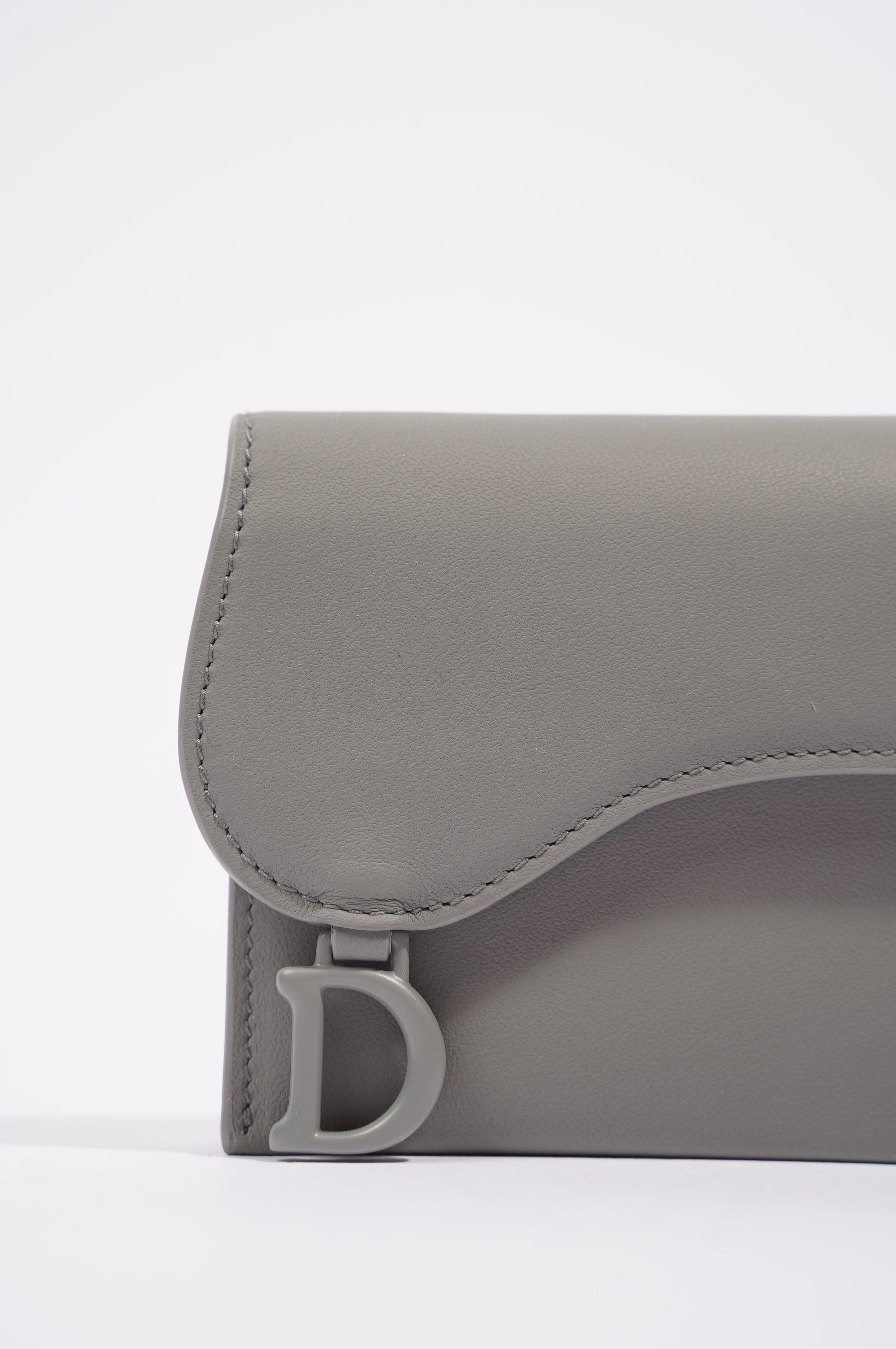 Christian Dior Womens Saddle Card Holder Grey