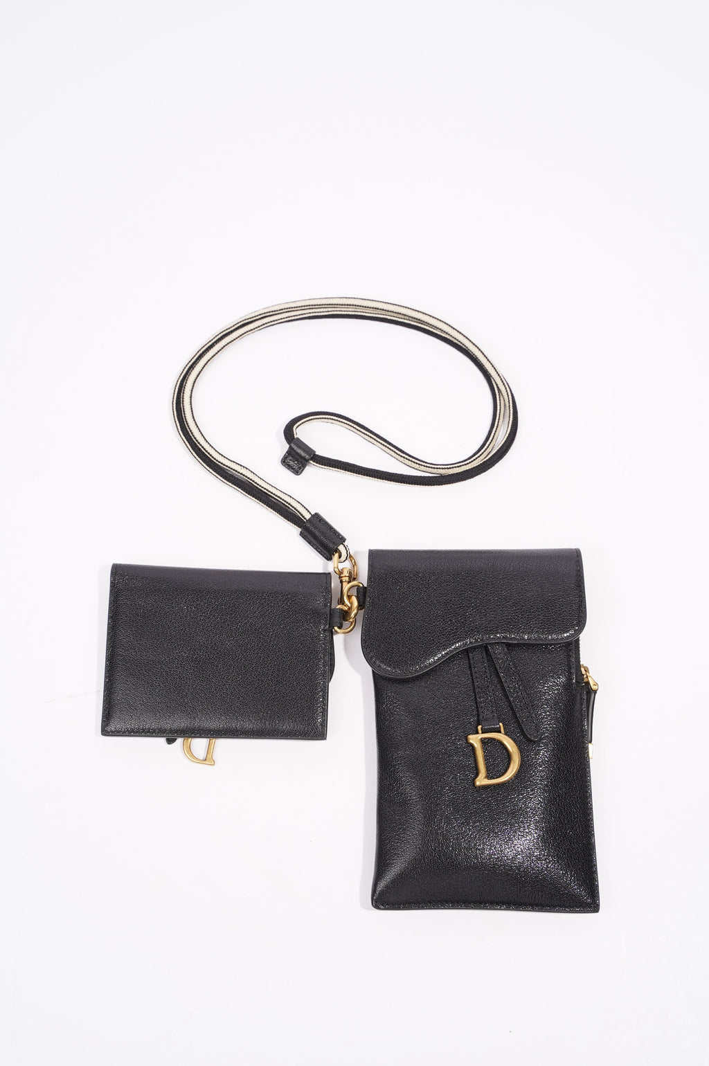 Christian Dior Womens Saddle Multifunctional Pouch Black / Gold