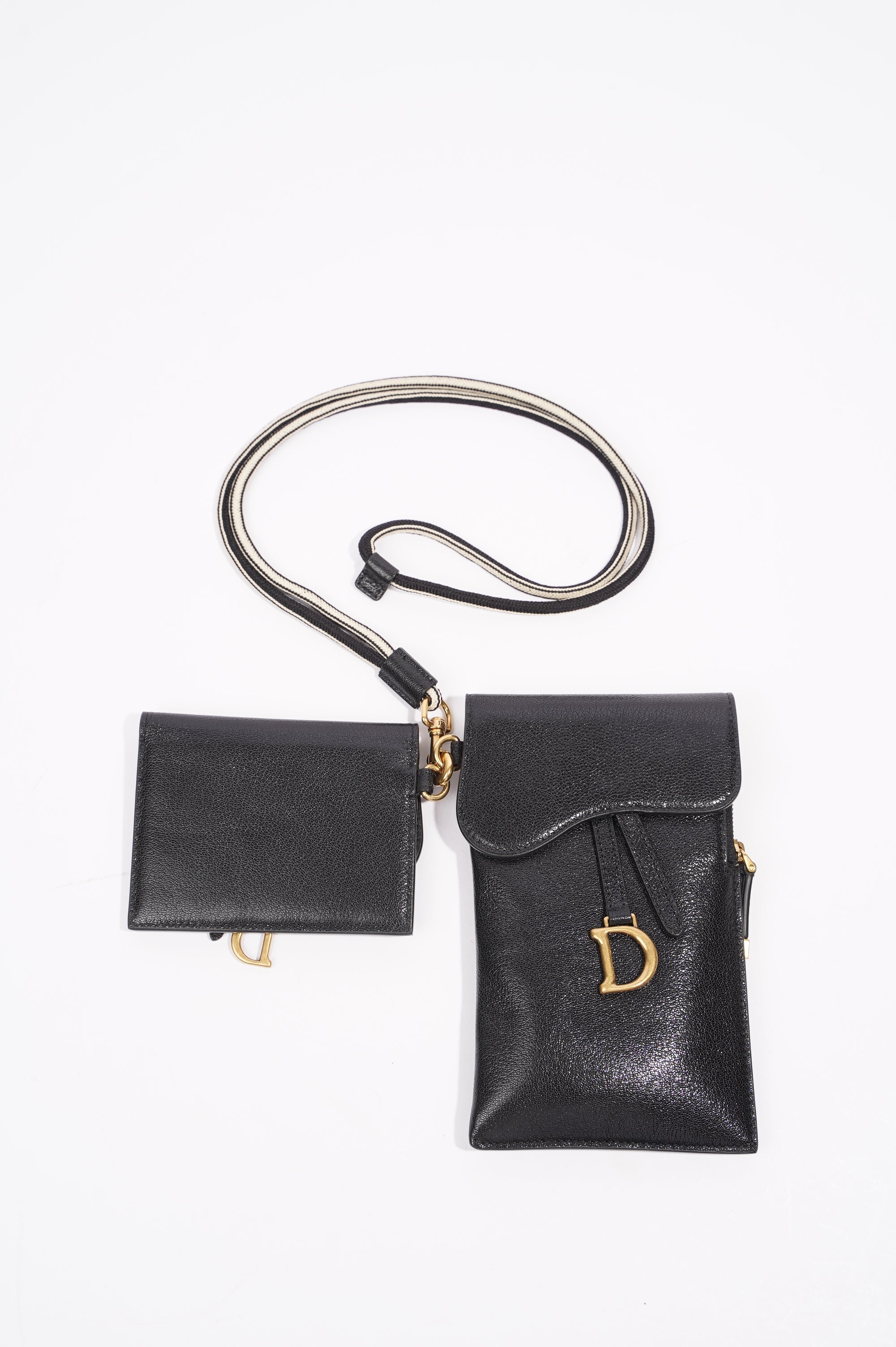Christian Dior Womens Saddle Multifunctional Pouch Black / Gold