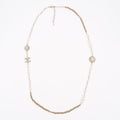 Chanel Womens Long Pearl CC Necklace Silver OS
