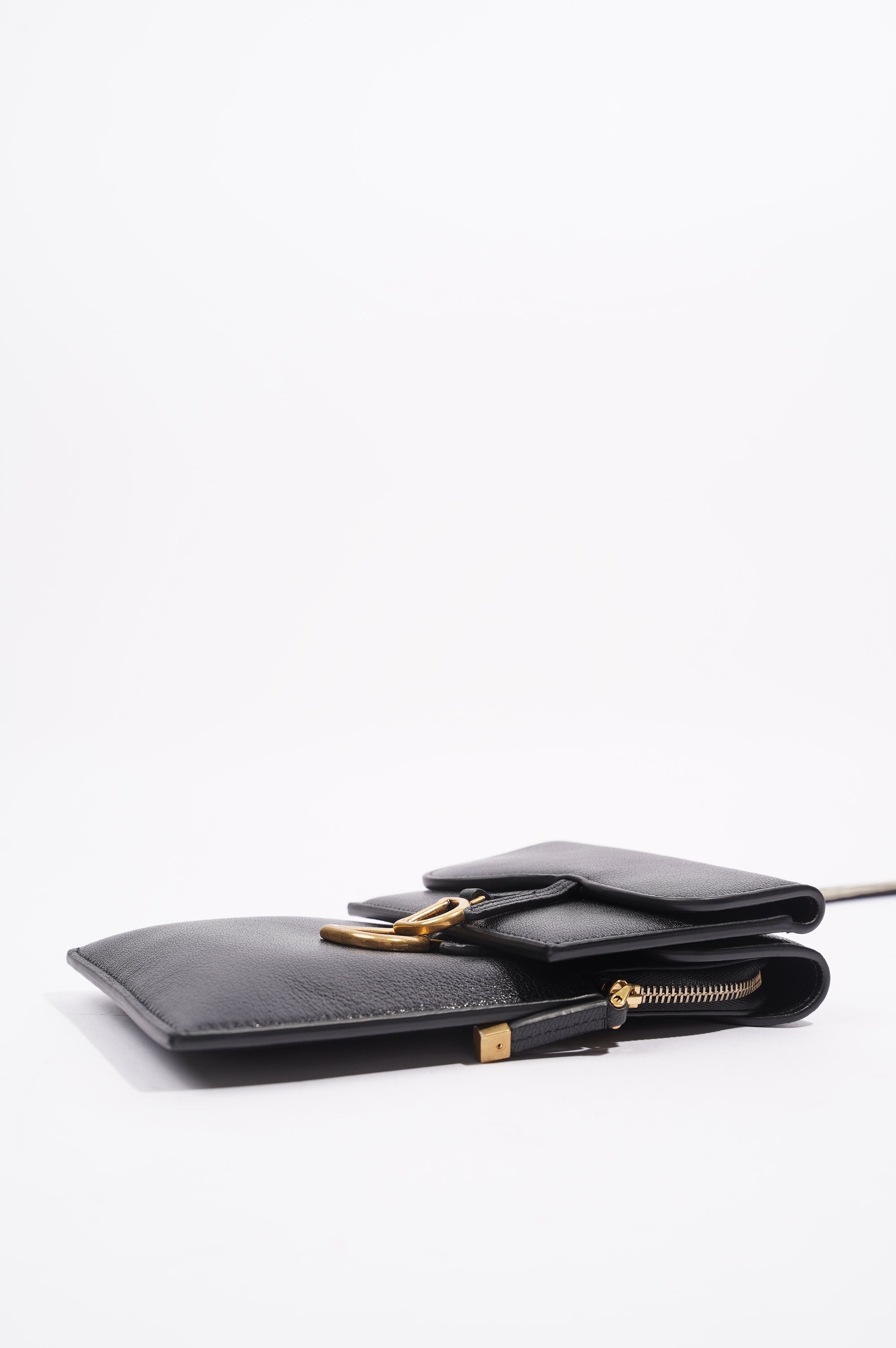 Christian Dior Womens Saddle Multifunctional Pouch Black / Gold