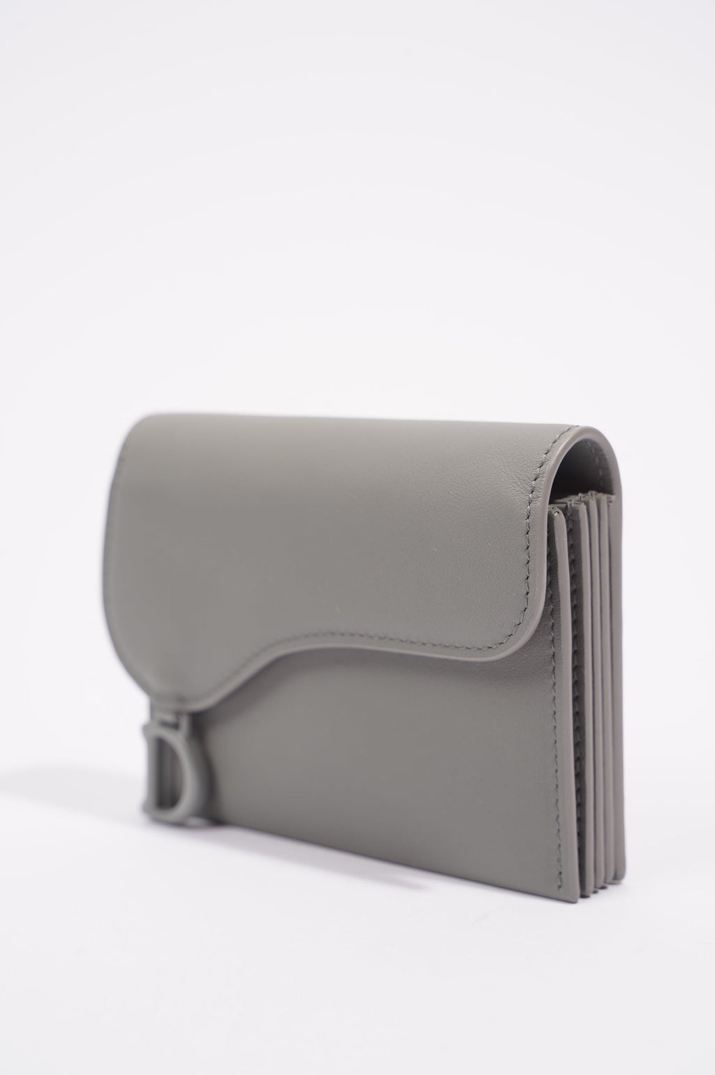 Christian Dior Womens Saddle Card Holder Grey