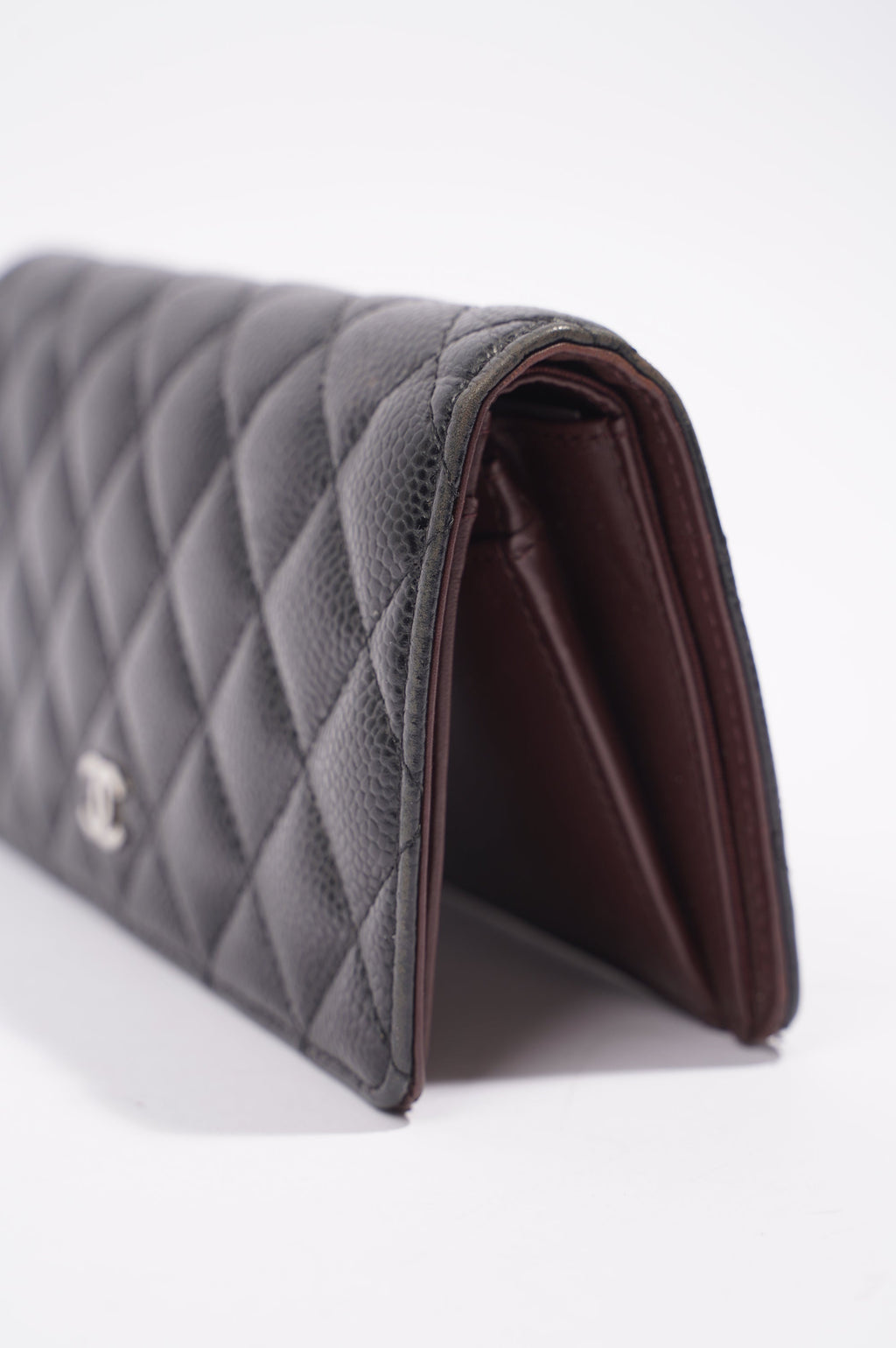 Chanel Womens Caviar Leather Purse Black