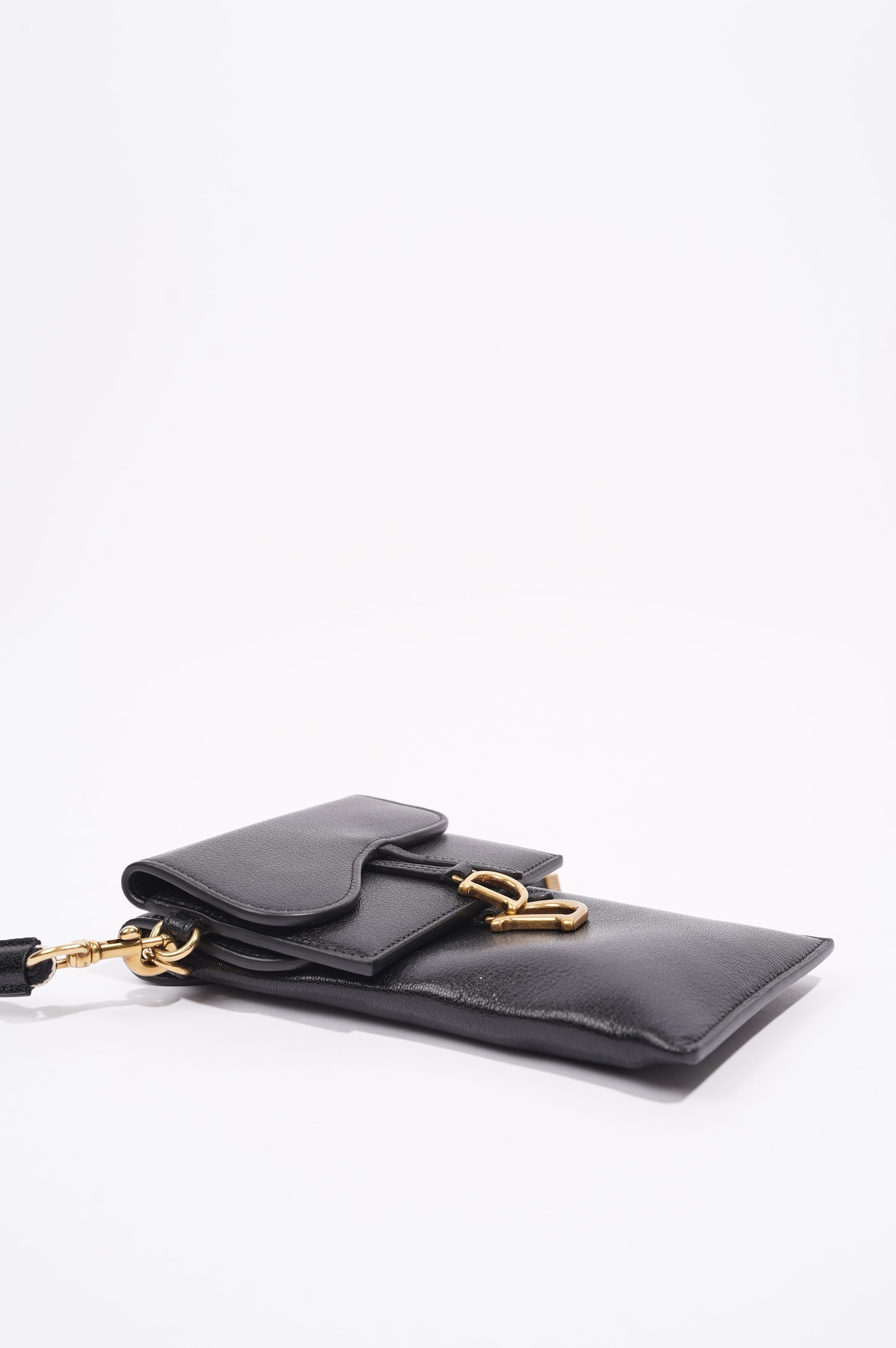 Christian Dior Womens Saddle Multifunctional Pouch Black / Gold