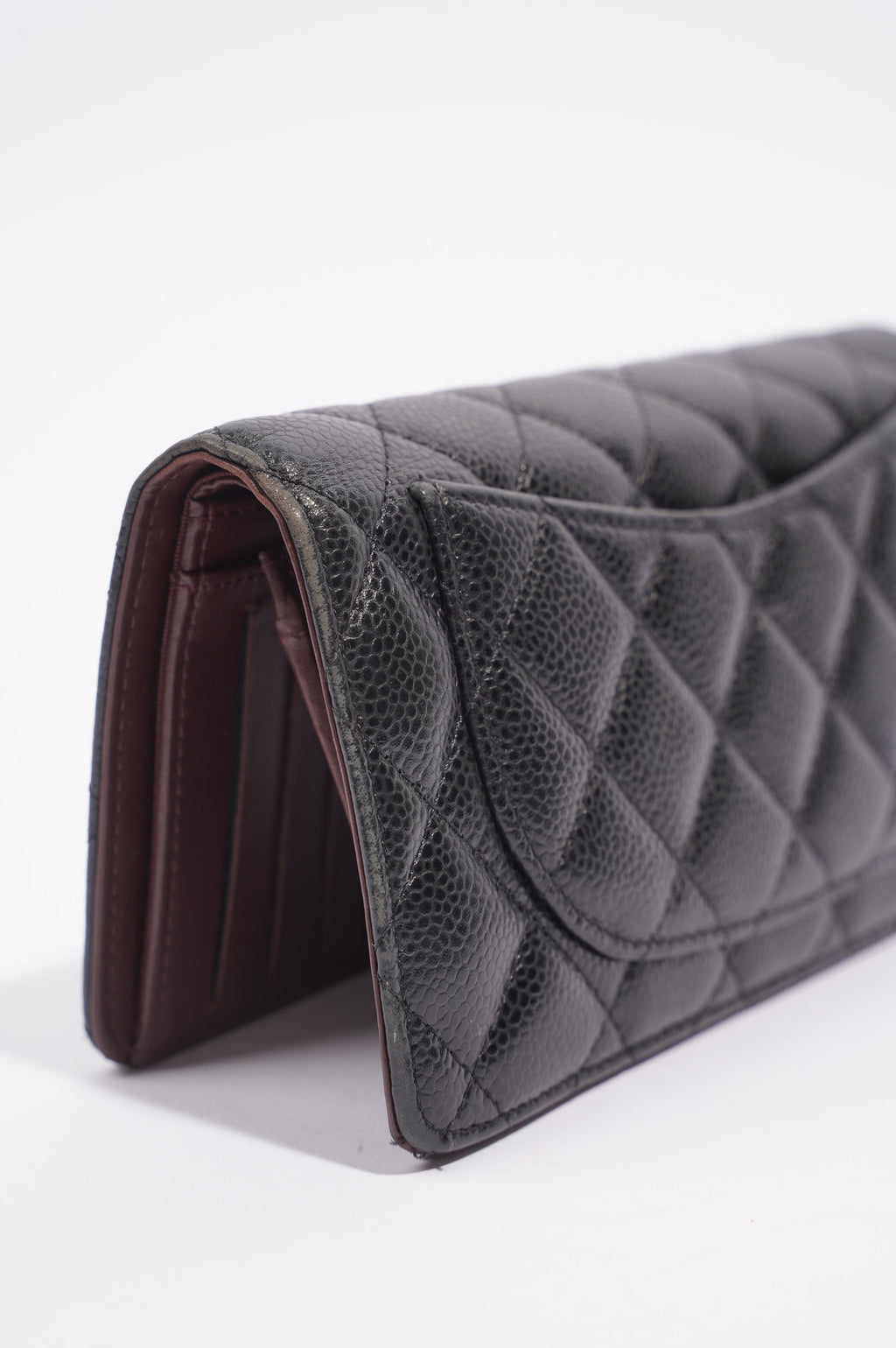 Chanel Womens Caviar Leather Purse Black