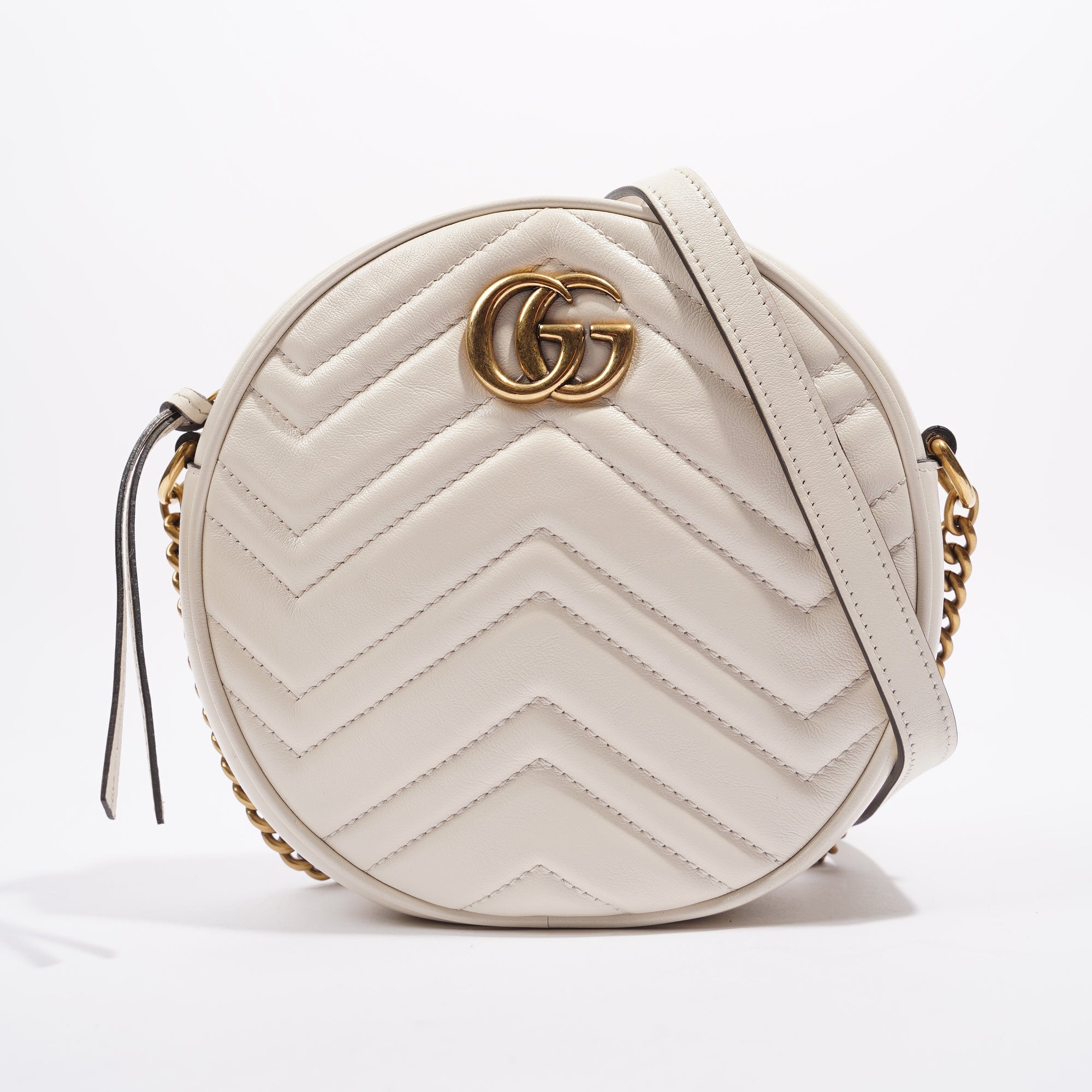 Gucci Womens Marmont Round Bag White / Gold