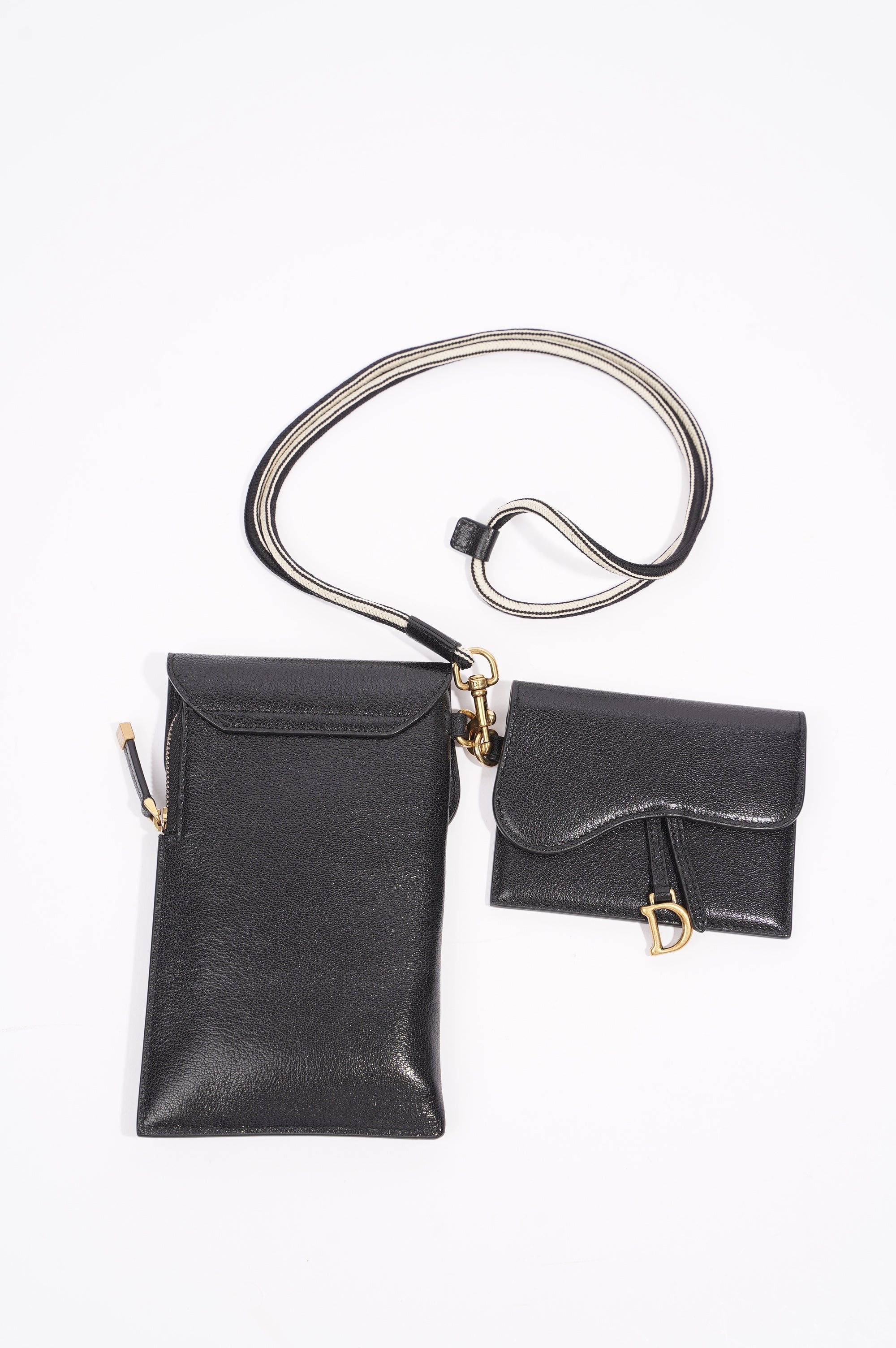 Christian Dior Womens Saddle Multifunctional Pouch Black / Gold