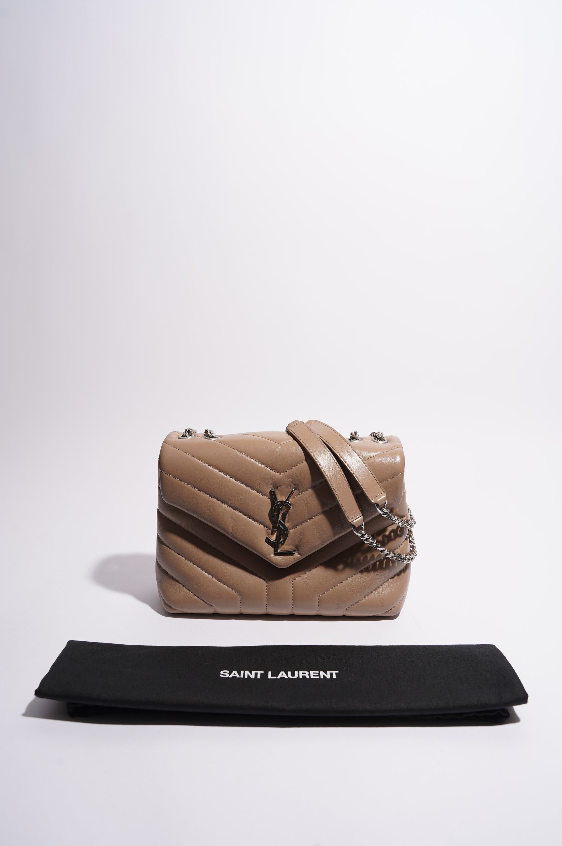 Saint Laurent Womens Lou Lou Dark Beige Small