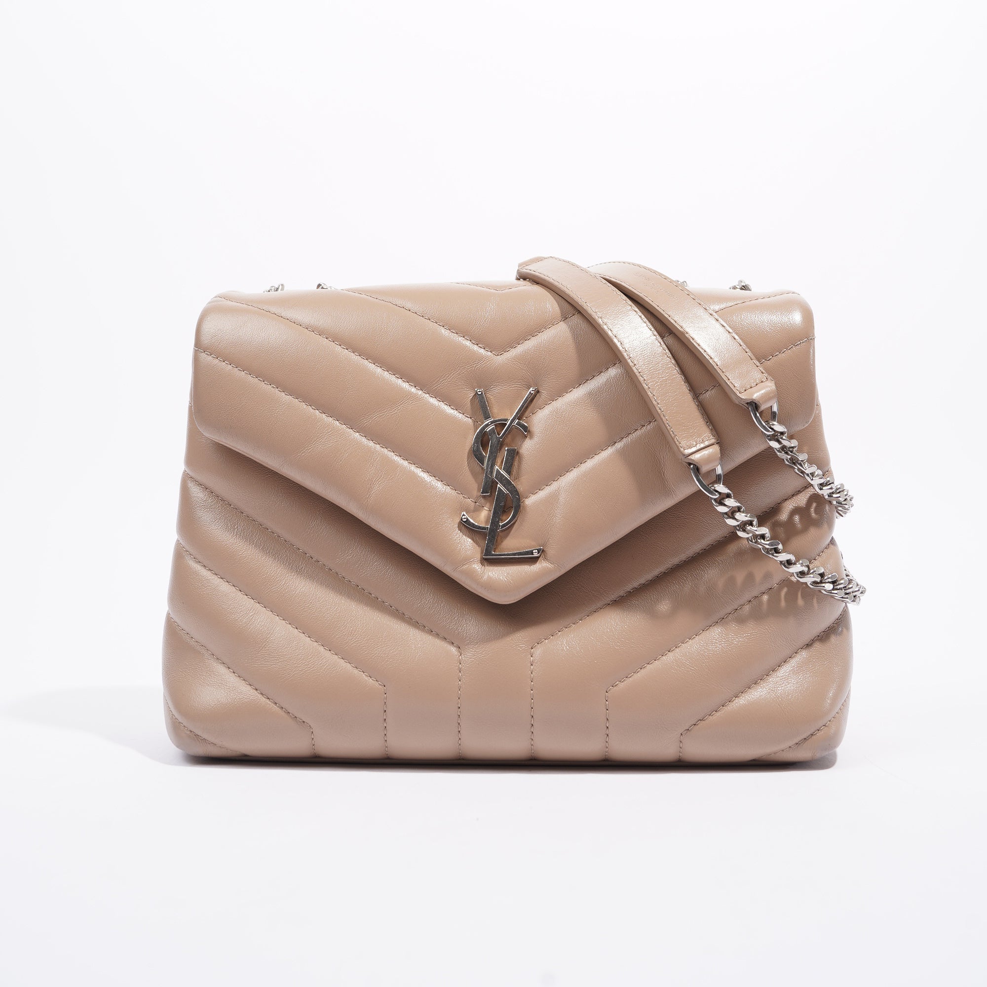 Saint Laurent Womens Lou Lou Dark Beige Small
