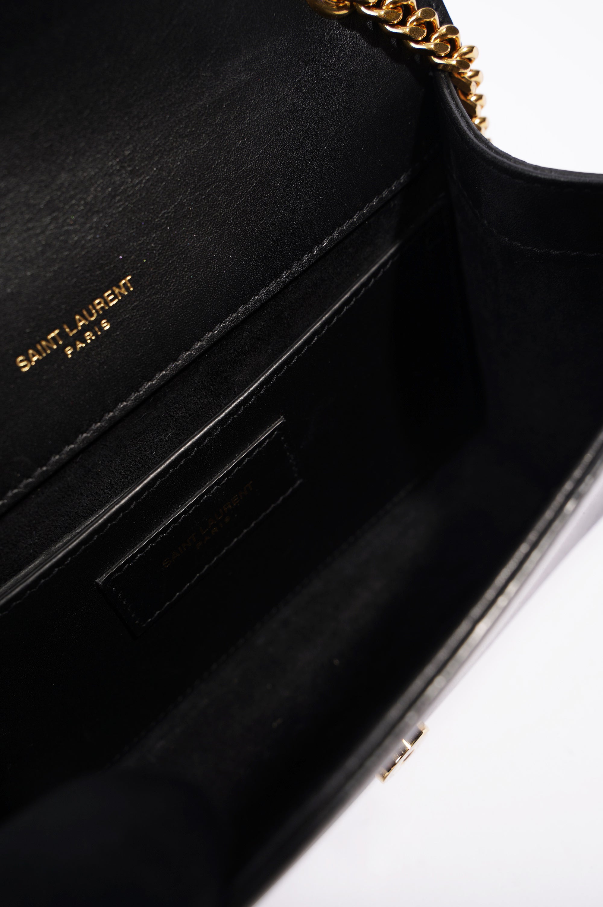 Saint Laurent Womens Kate Tassle Black / Gold Small