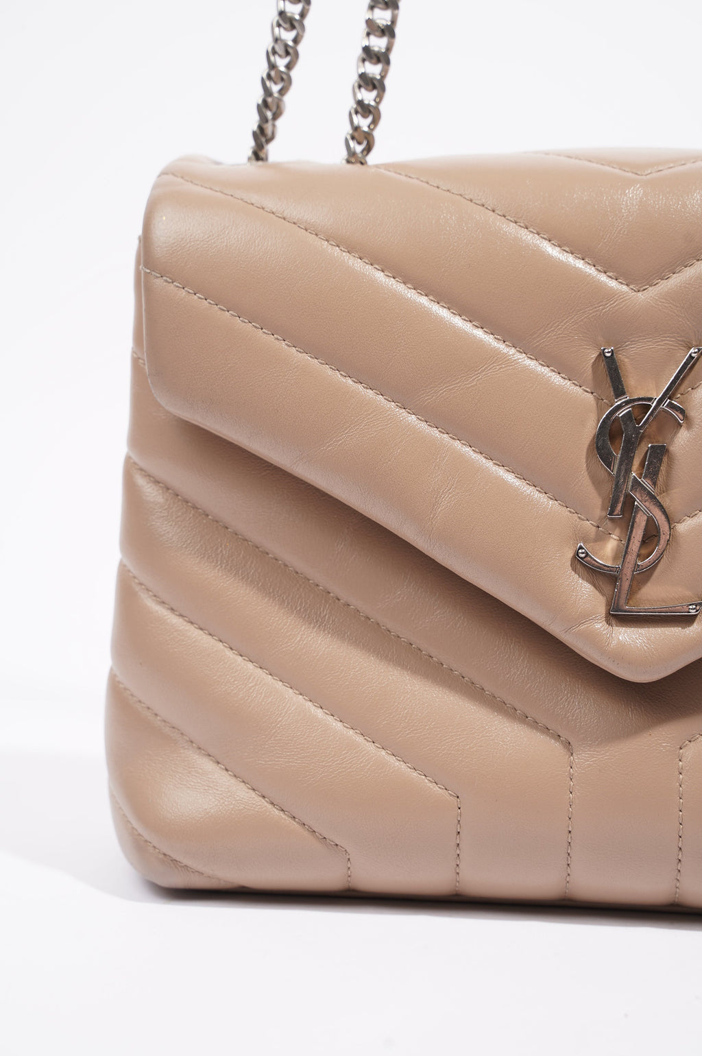 Saint Laurent Womens Lou Lou Dark Beige Small
