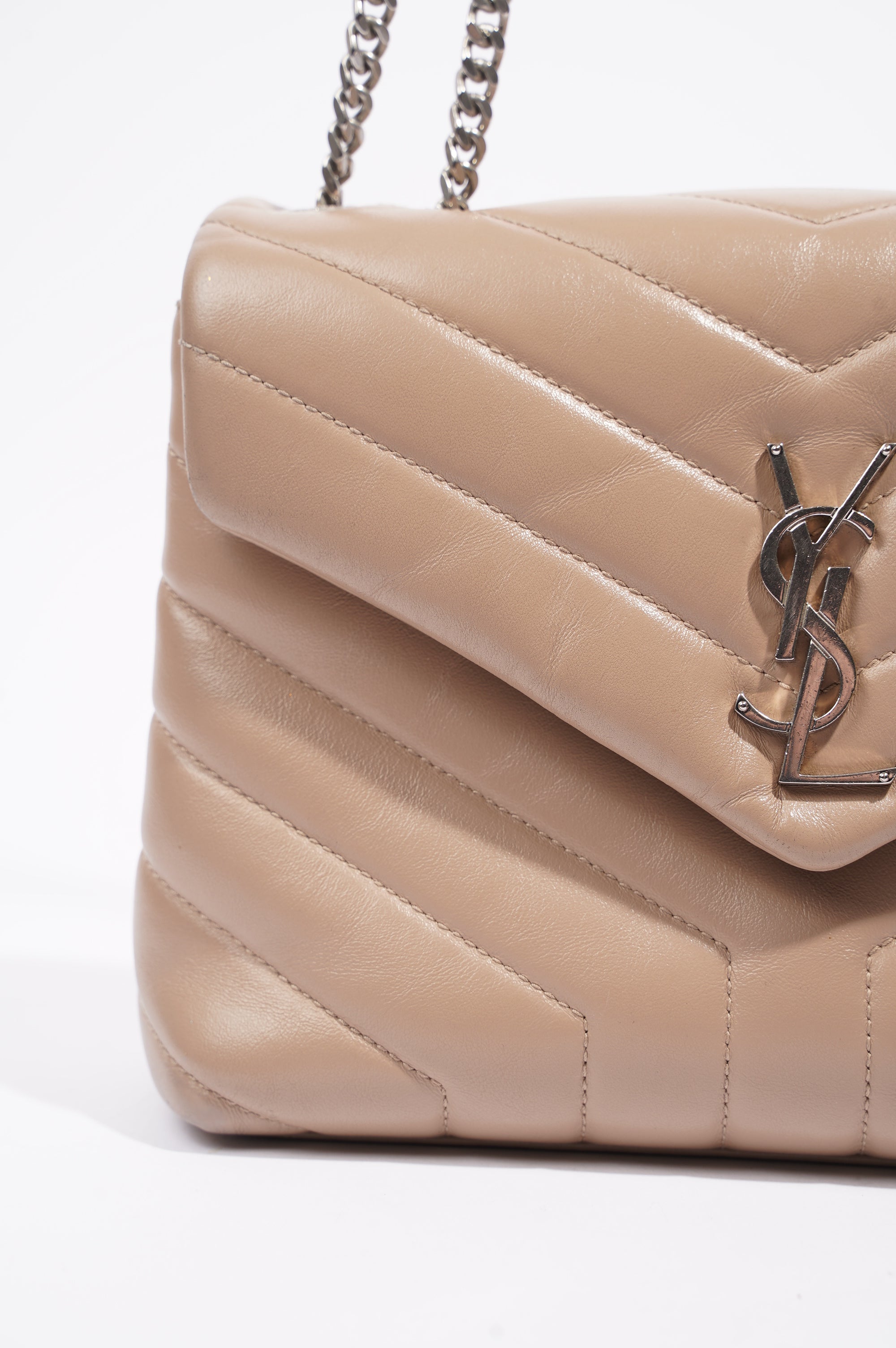 Saint Laurent Womens Lou Lou Dark Beige Small