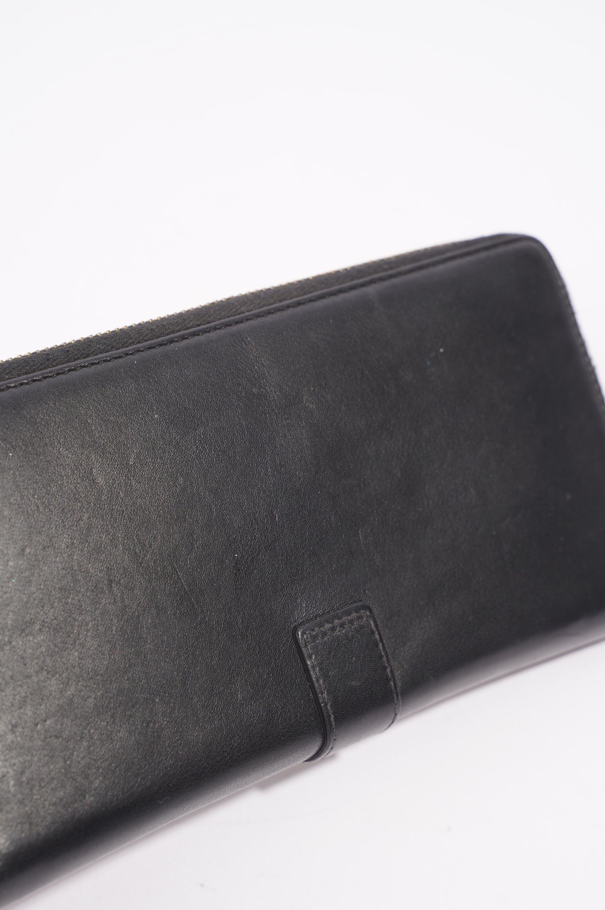 Saint Laurent Womens Y Zip Wallet Black / Gold
