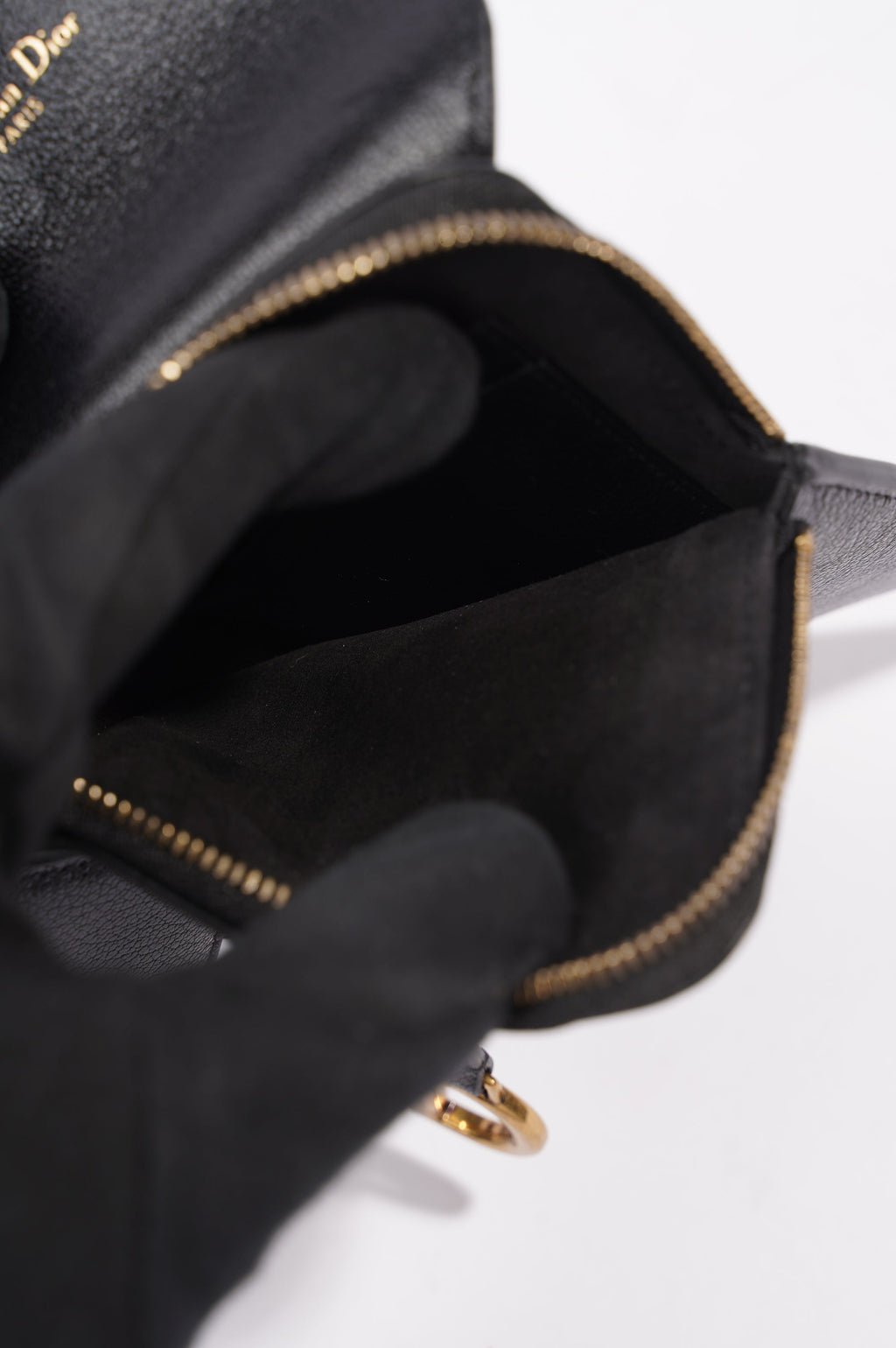 Christian Dior Womens Saddle Multifunctional Pouch Black / Gold