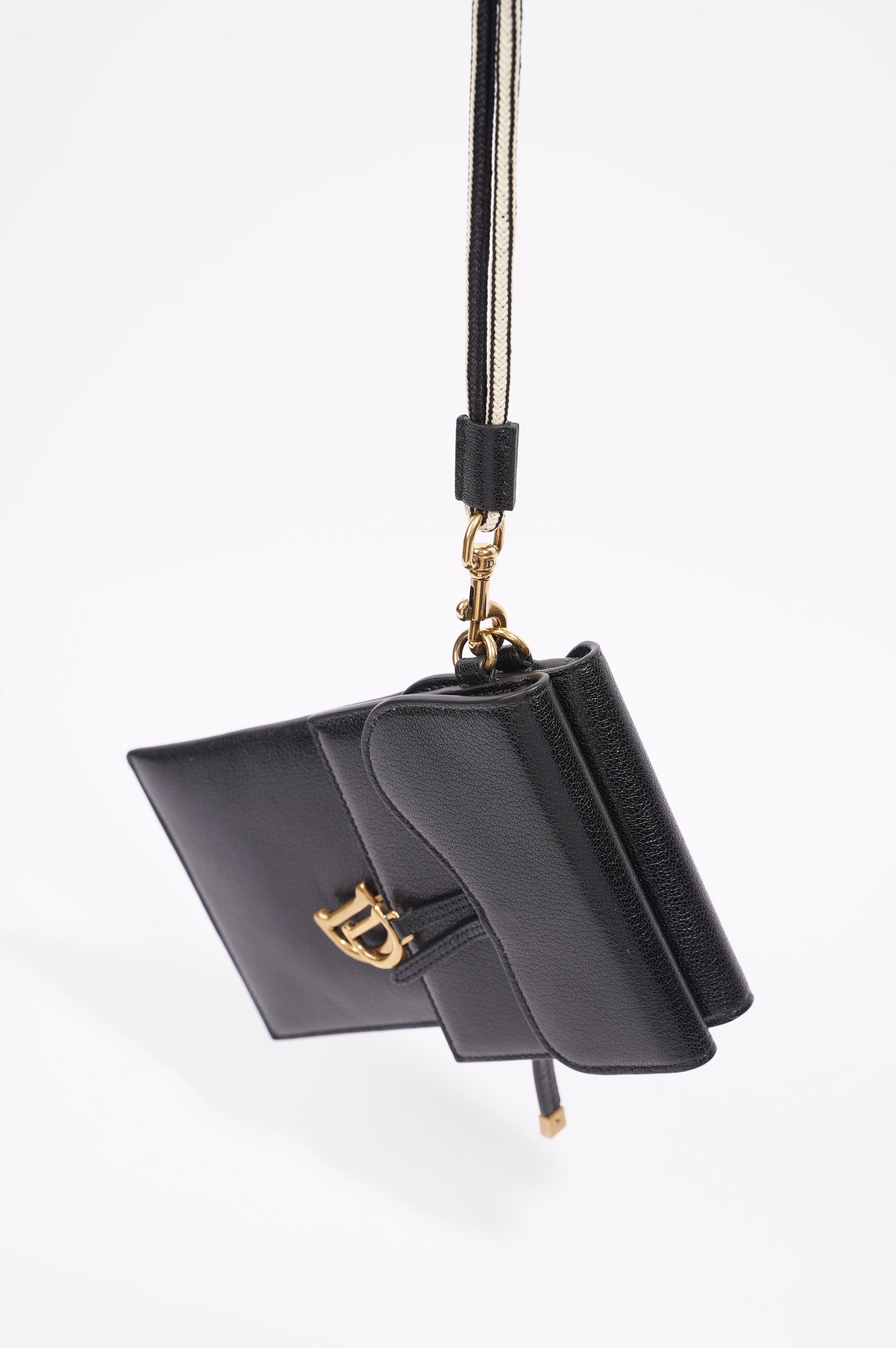 Christian Dior Womens Saddle Multifunctional Pouch Black / Gold
