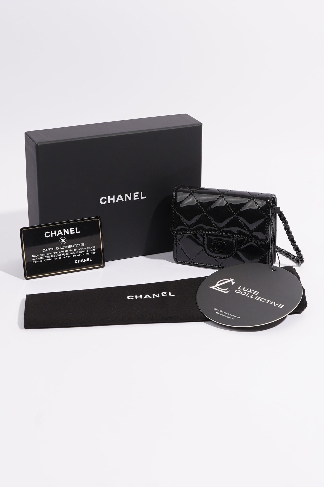 Chanel Wallet on Chain Black Patent Micro