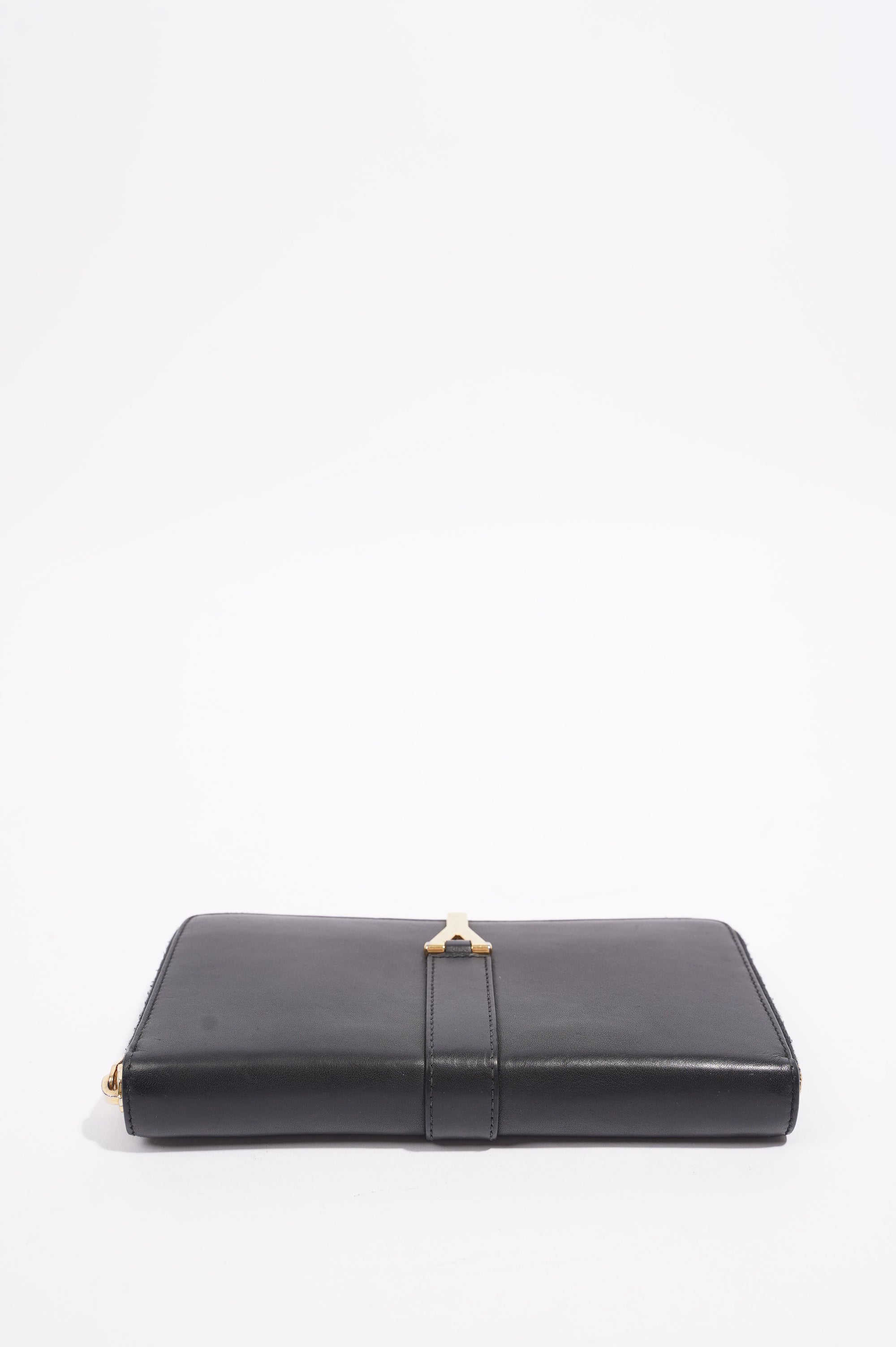 Saint Laurent Womens Y Zip Wallet Black / Gold