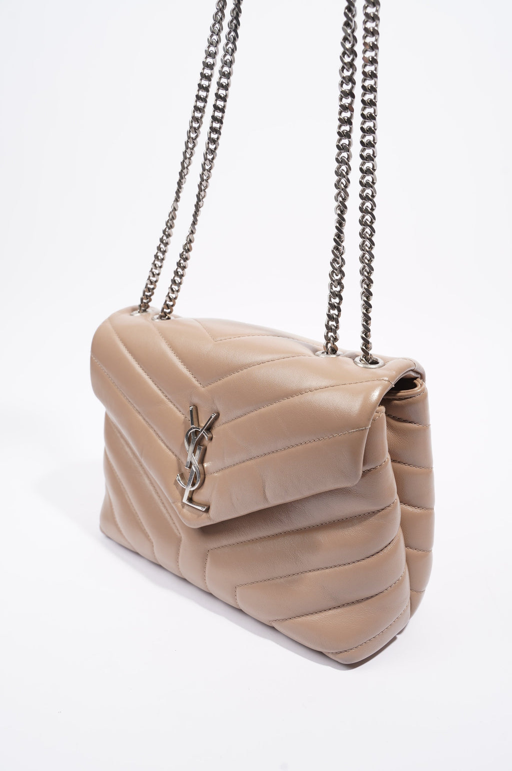 Saint Laurent Womens Lou Lou Dark Beige Small