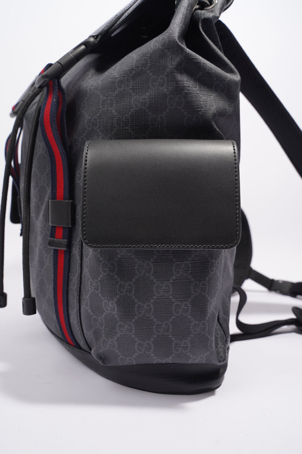 Gucci Mens GG Web Backpack Grey Canvas