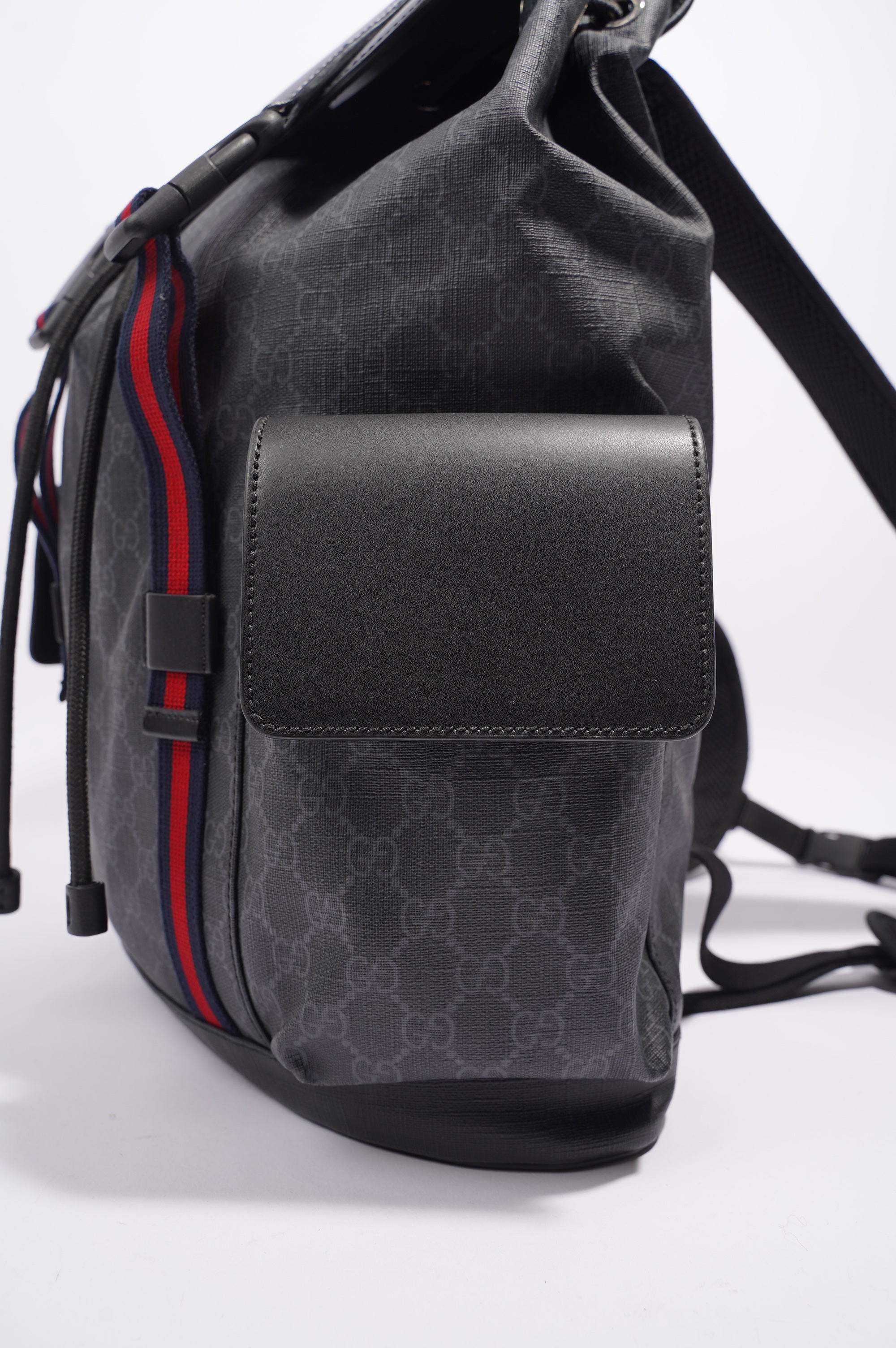 Gucci Mens GG Web Backpack Grey Canvas