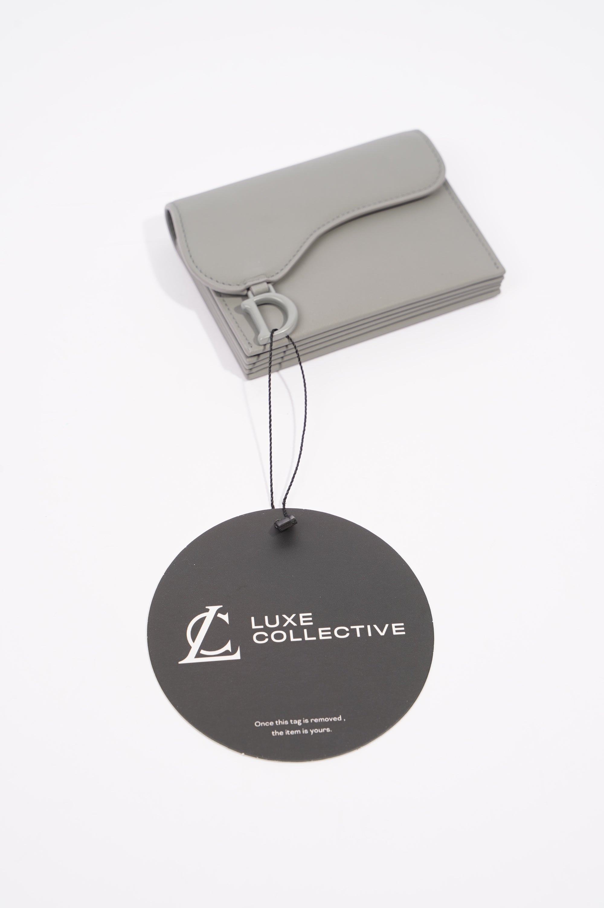Christian Dior Womens Saddle Card Holder Grey