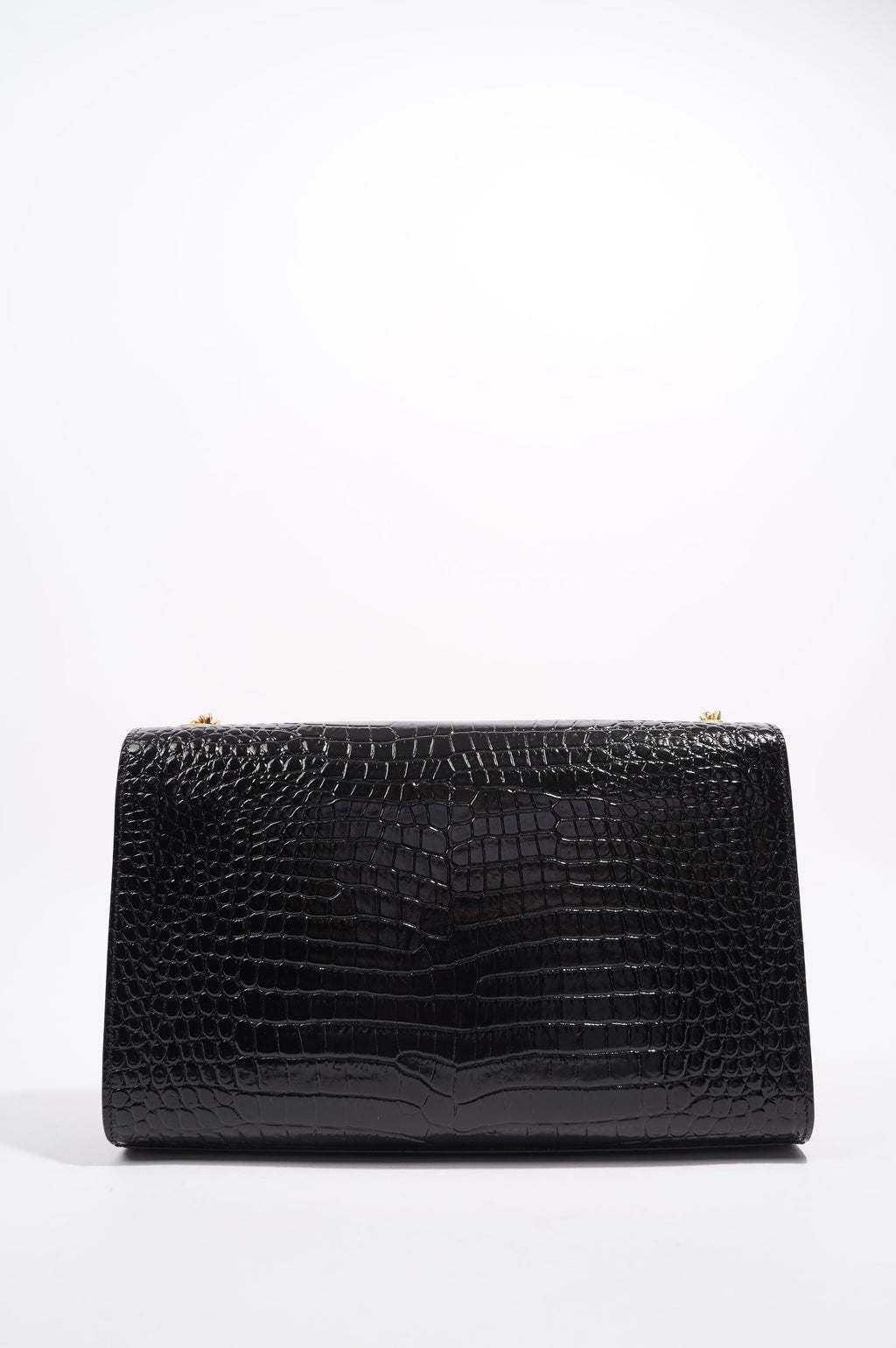 Saint Laurent Womens Kate Tassle Bag Black Croc / Gold Medium
