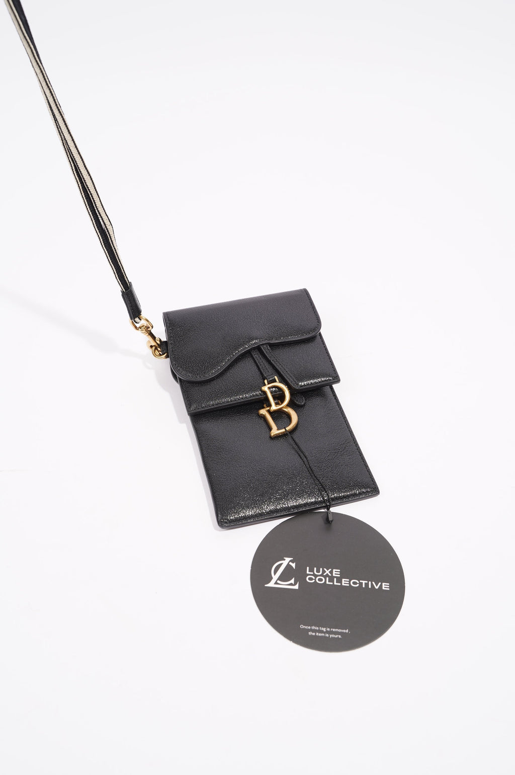 Christian Dior Womens Saddle Multifunctional Pouch Black / Gold