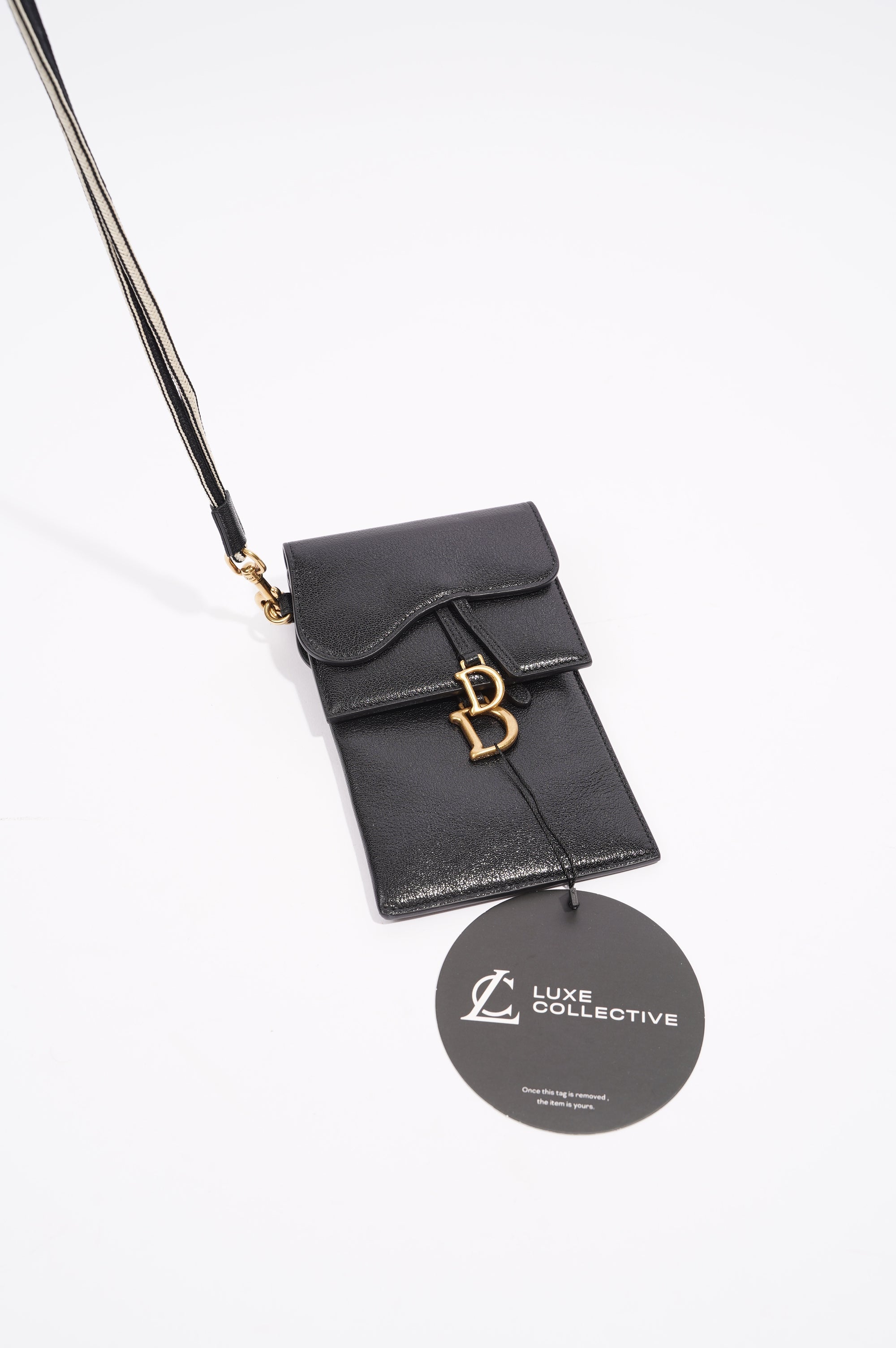 Christian Dior Womens Saddle Multifunctional Pouch Black / Gold