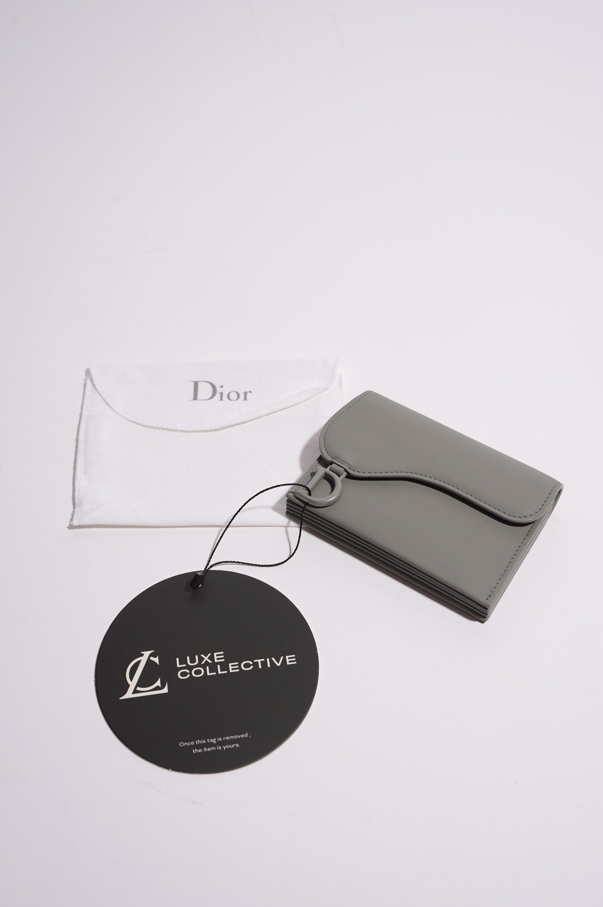 Christian Dior Womens Saddle Card Holder Grey