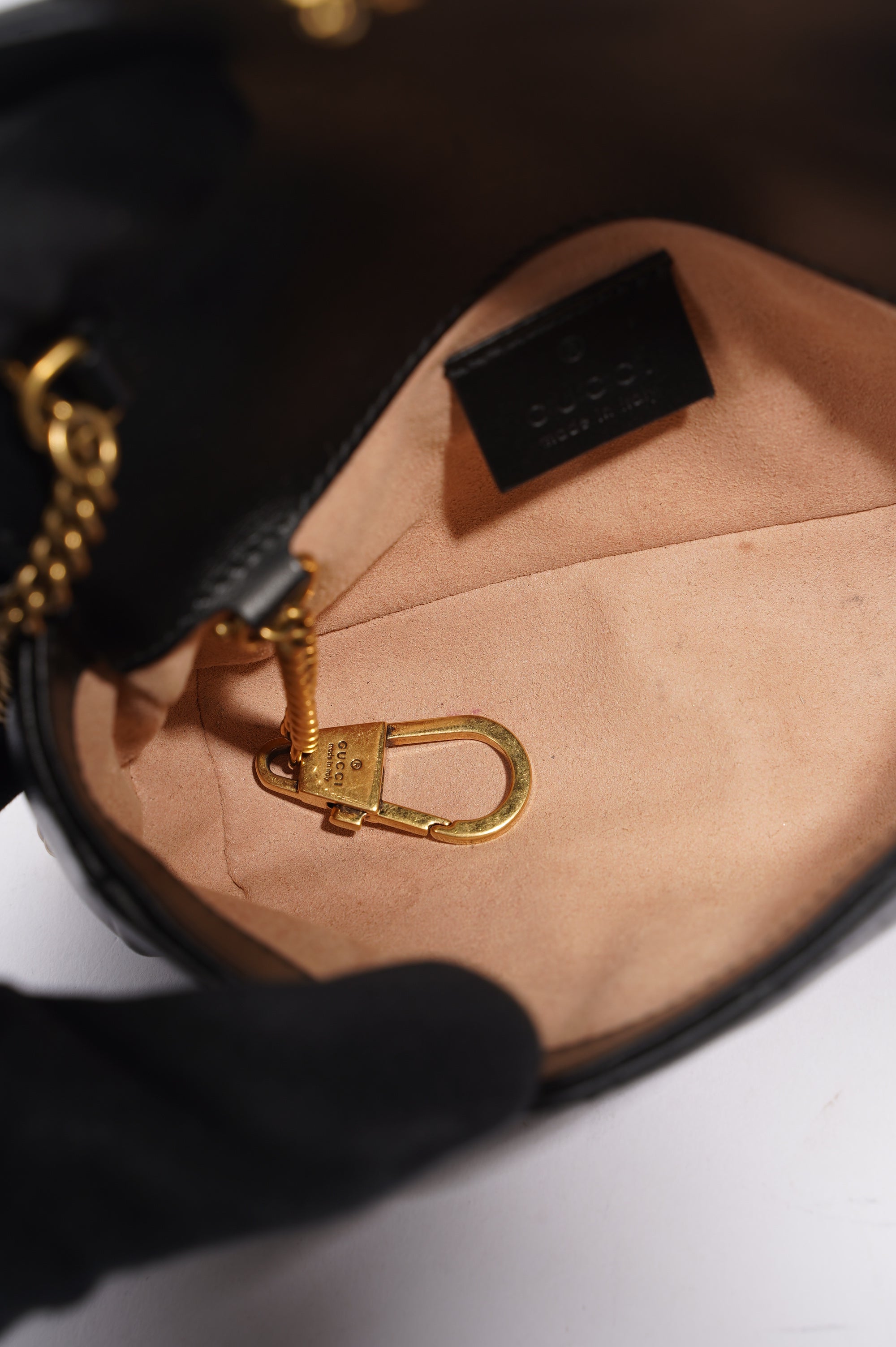 Gucci Womens Marmont Flap Black / Gold Super Mini