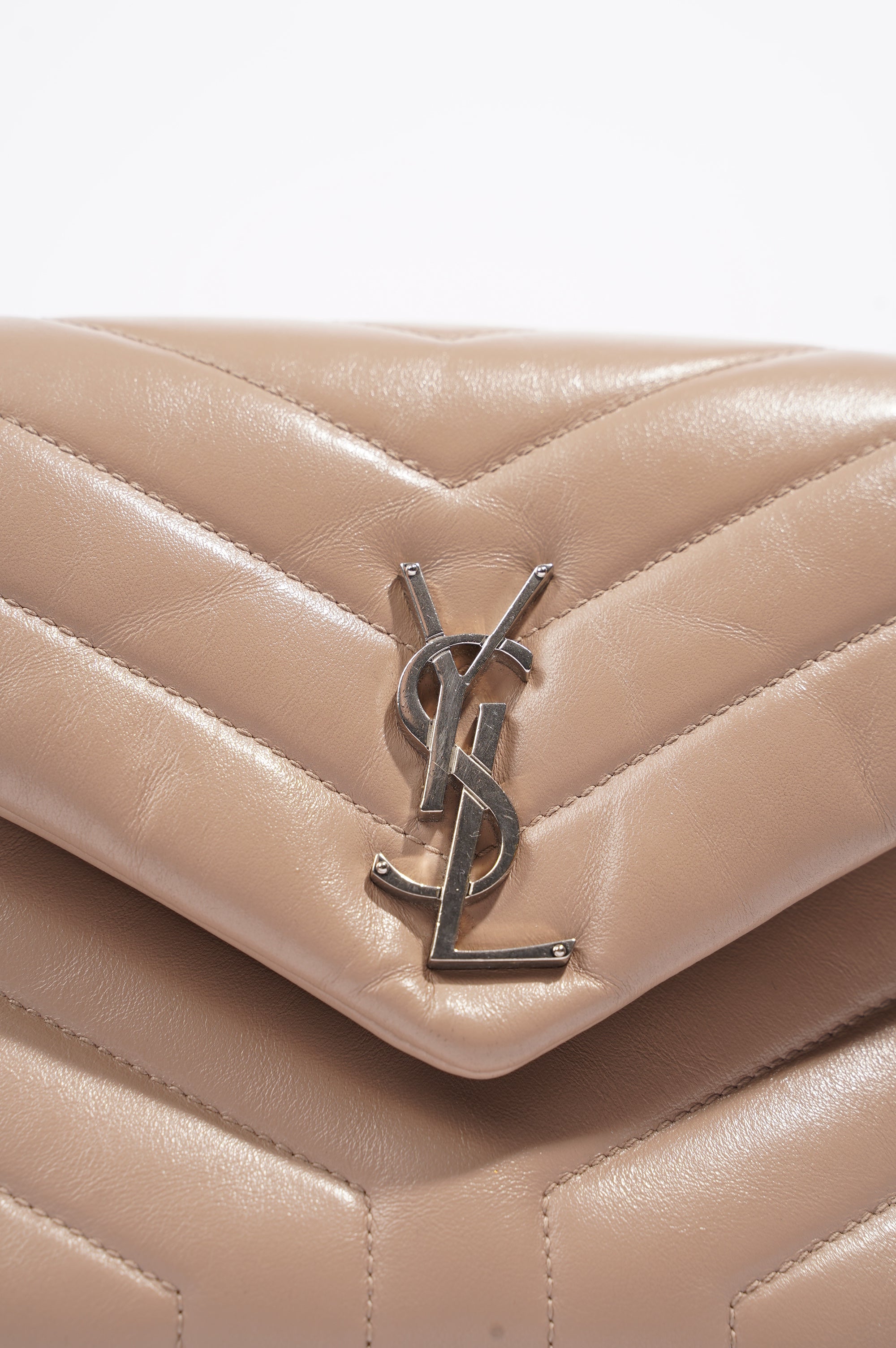 Saint Laurent Womens Lou Lou Dark Beige Small