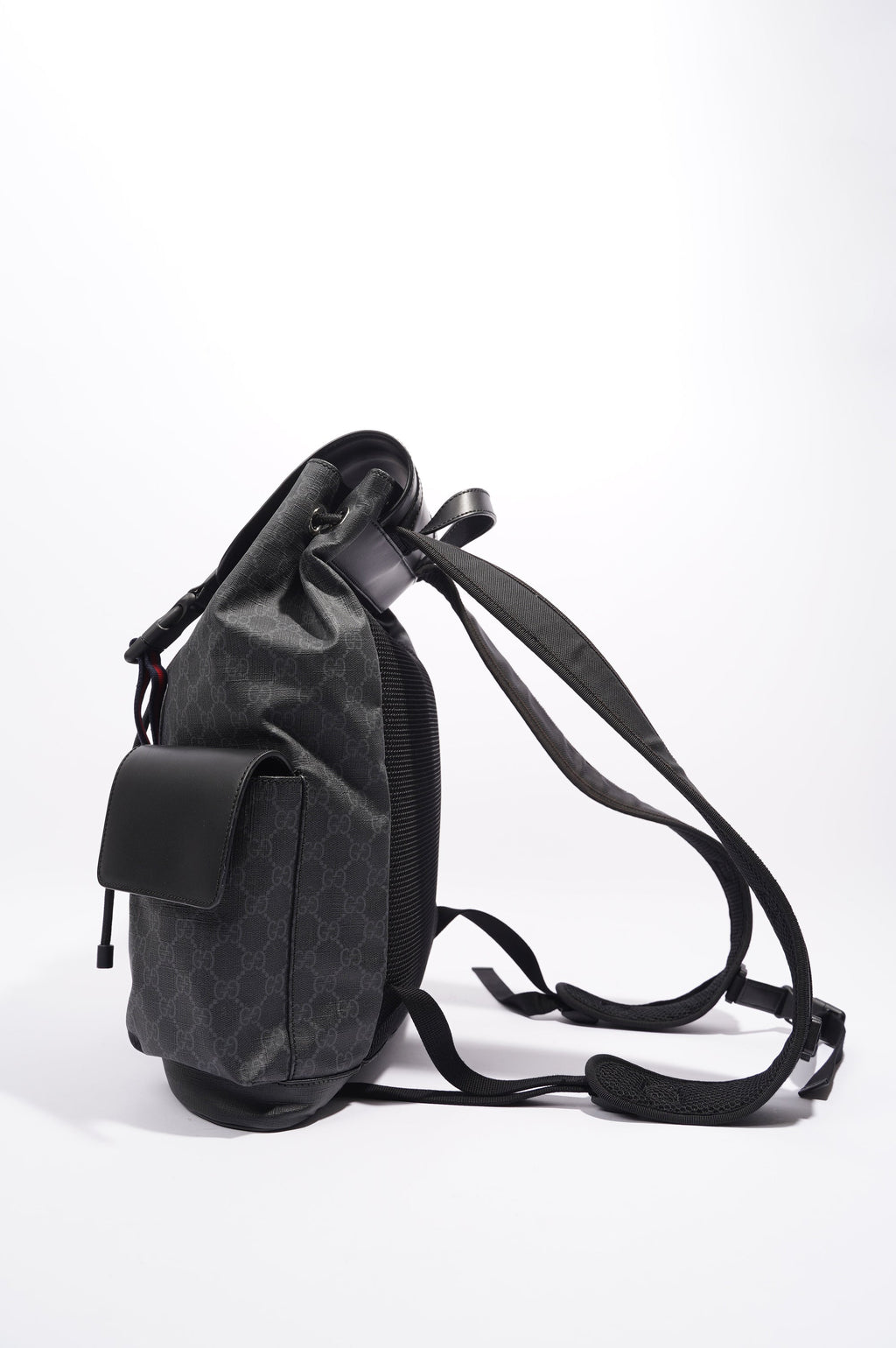 Gucci Mens GG Web Backpack Grey Canvas