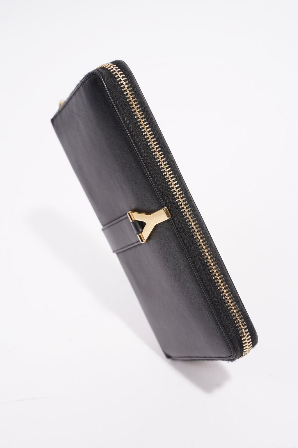 Saint Laurent Womens Y Zip Wallet Black / Gold