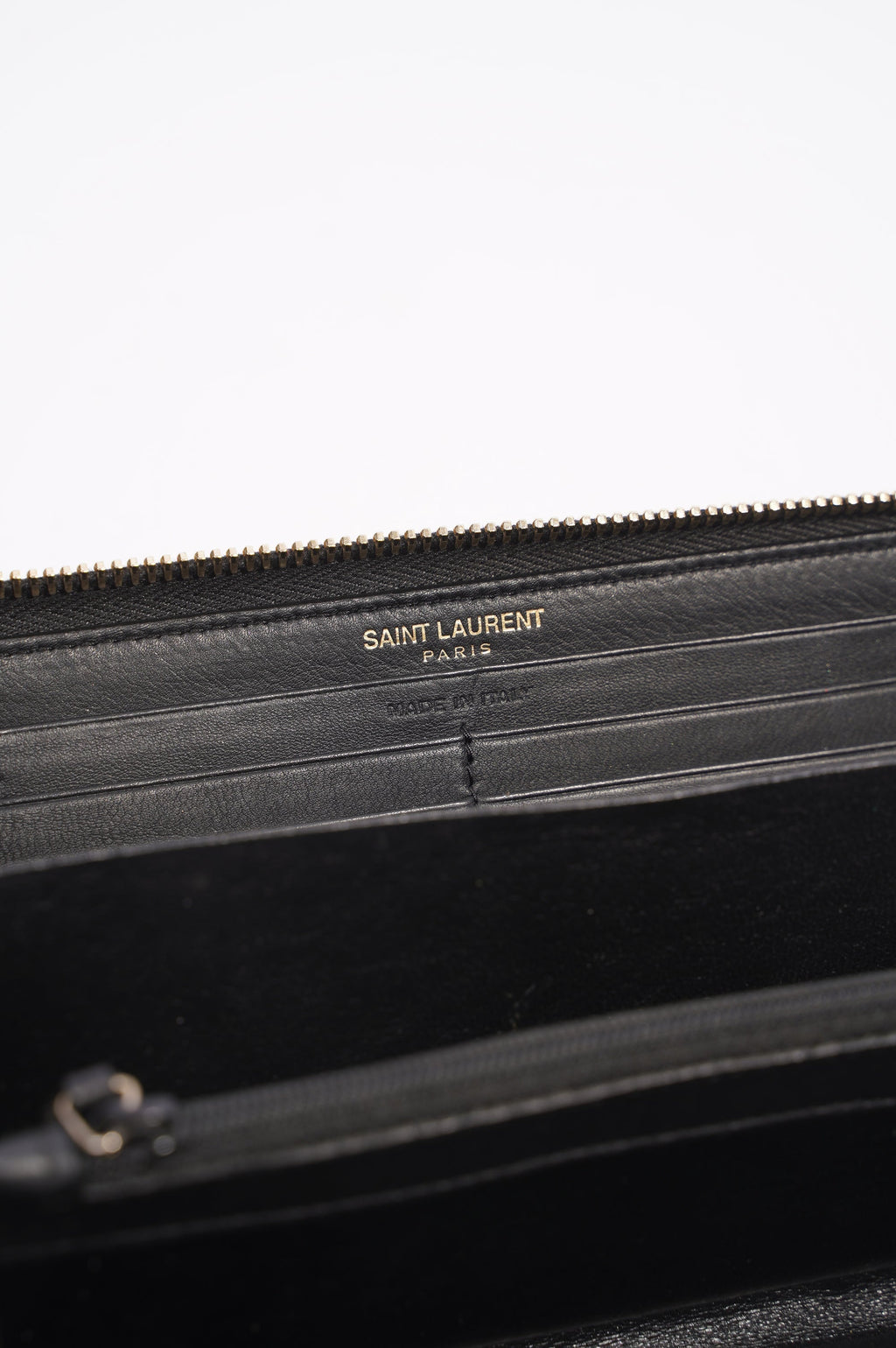 Saint Laurent Womens Y Zip Wallet Black / Gold