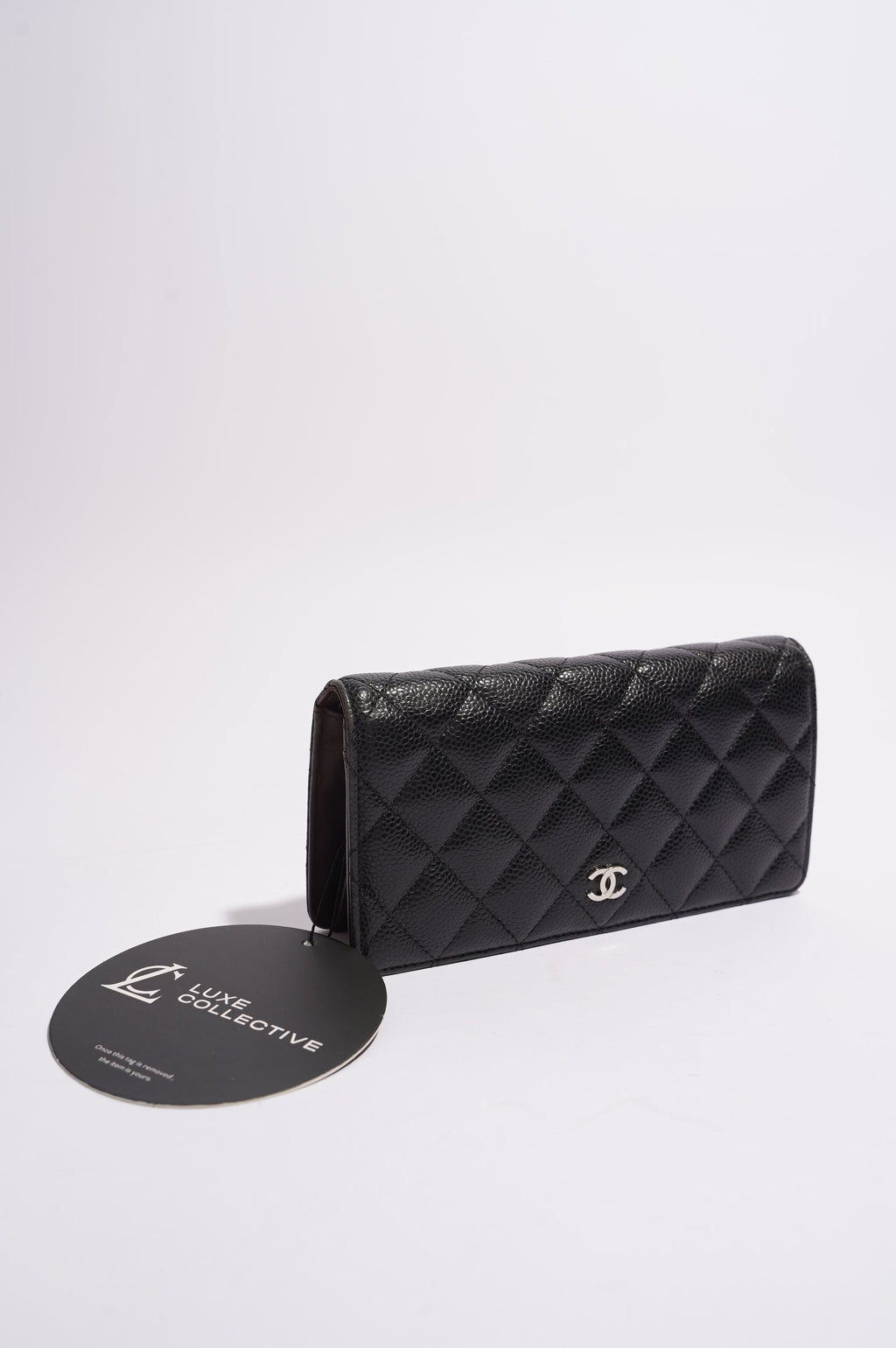 Chanel Womens Caviar Leather Purse Black