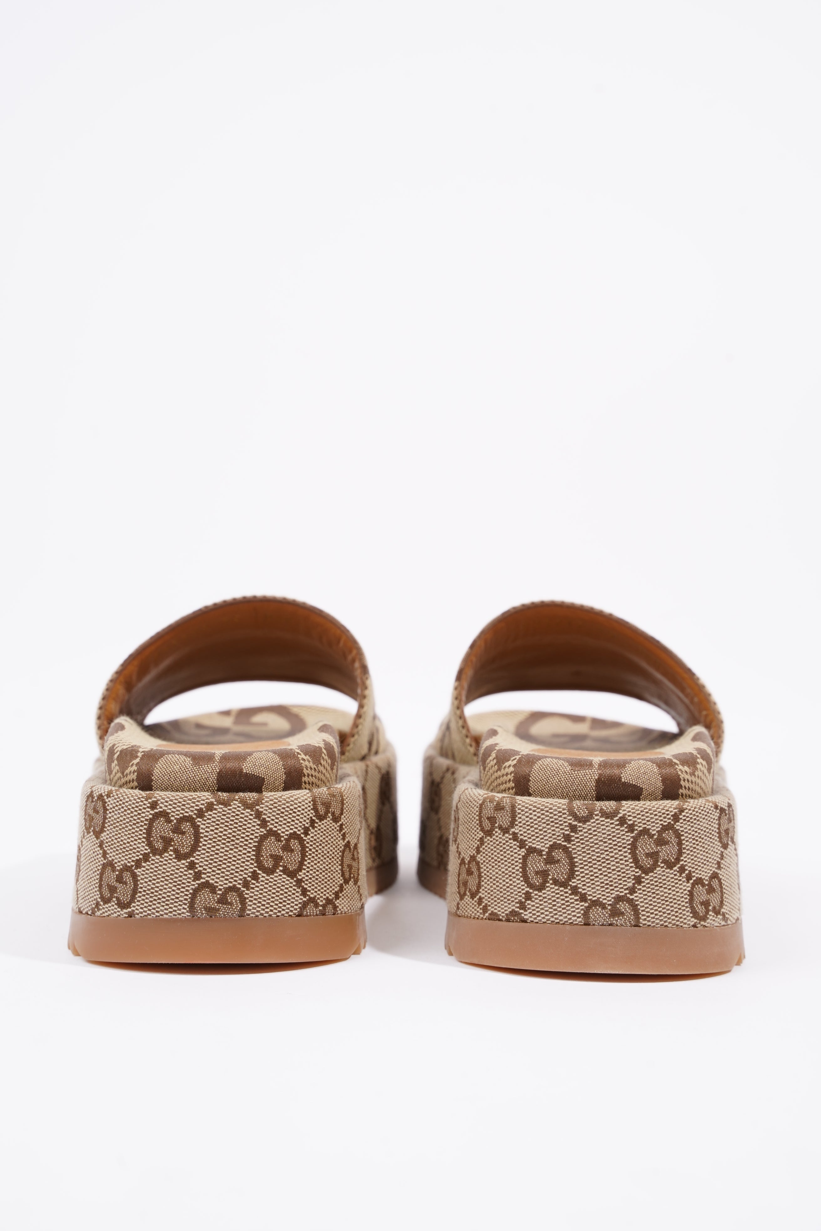 Gucci Womens Platform Slide Sandal Beige EU 35 / UK 2