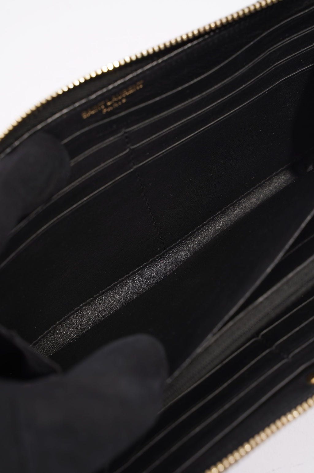 Saint Laurent Womens Y Zip Wallet Black / Gold