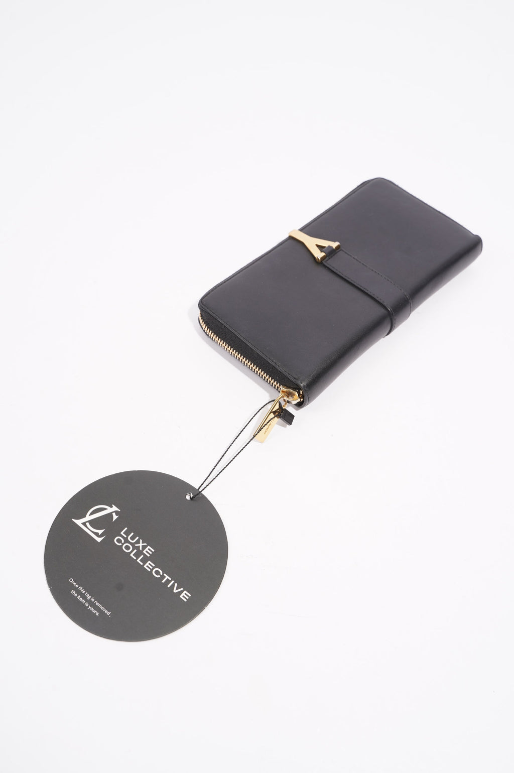 Saint Laurent Womens Y Zip Wallet Black / Gold