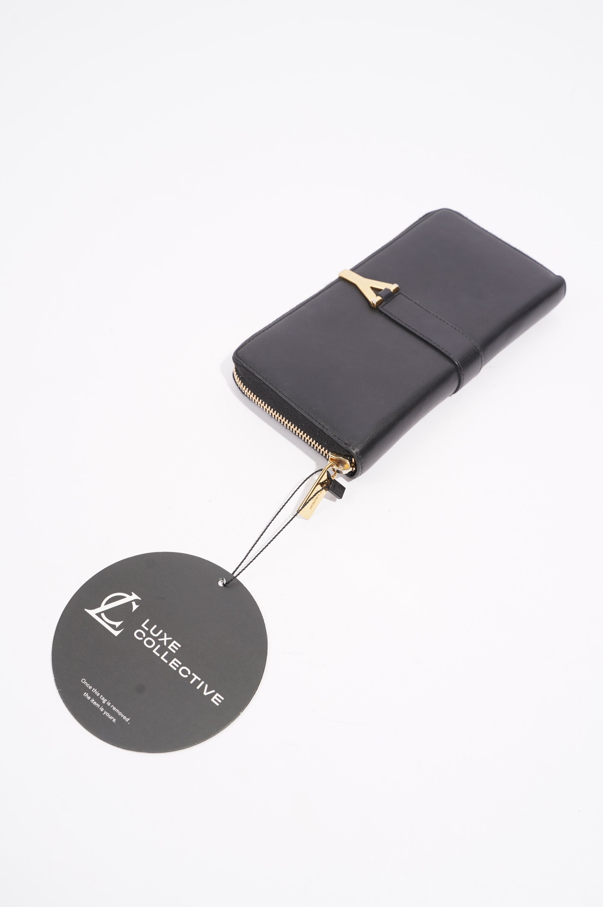 Saint Laurent Womens Y Zip Wallet Black / Gold