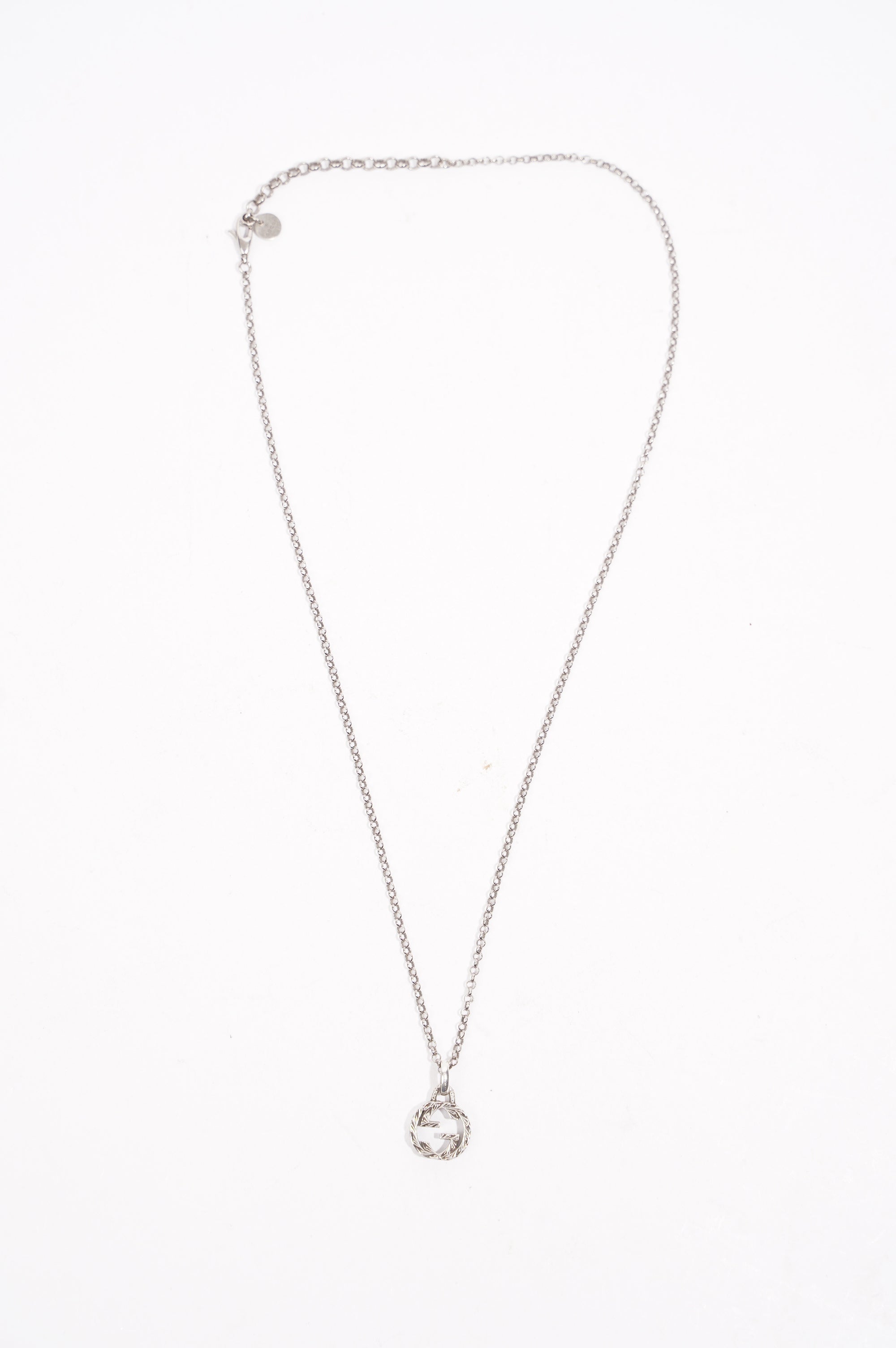 Gucci Mens Interlocking Necklace Sterling Silver