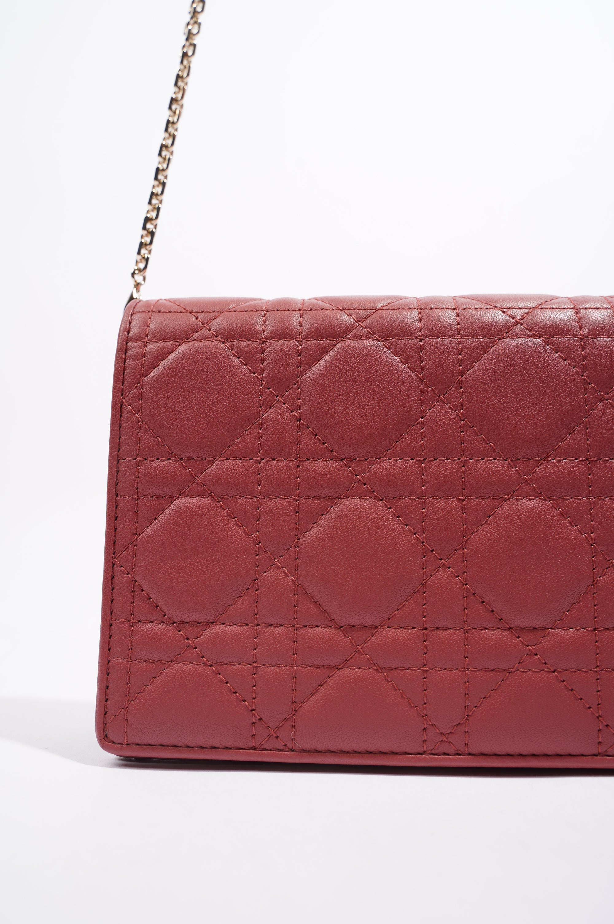 Christian Dior Womens Cannage Lady Dior Red WOC