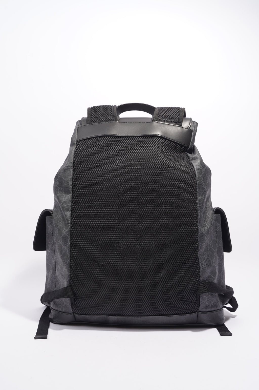 Gucci Mens GG Web Backpack Grey Canvas
